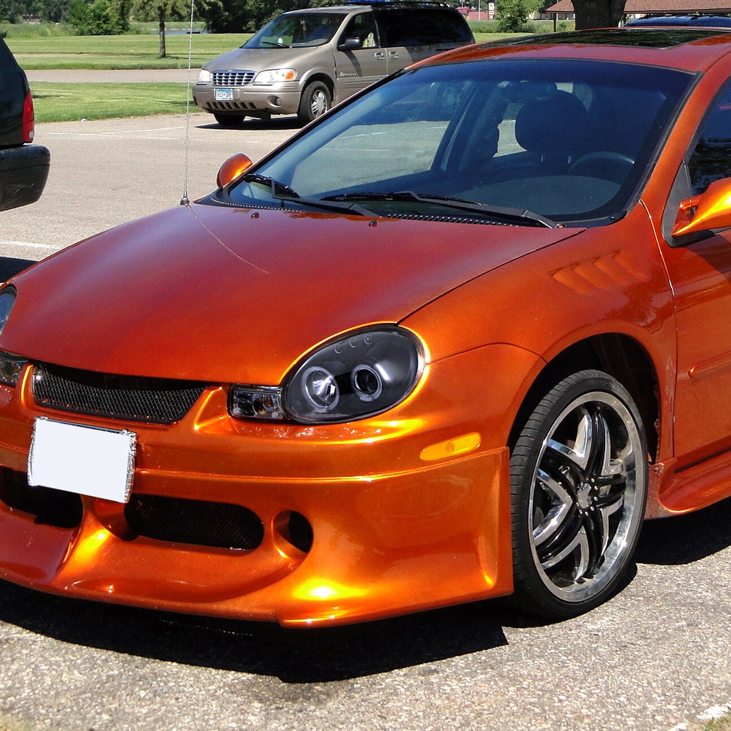 2000-2002 Dodge Plymouth Neon Dual Halo Projector Headlights Black/Smoke