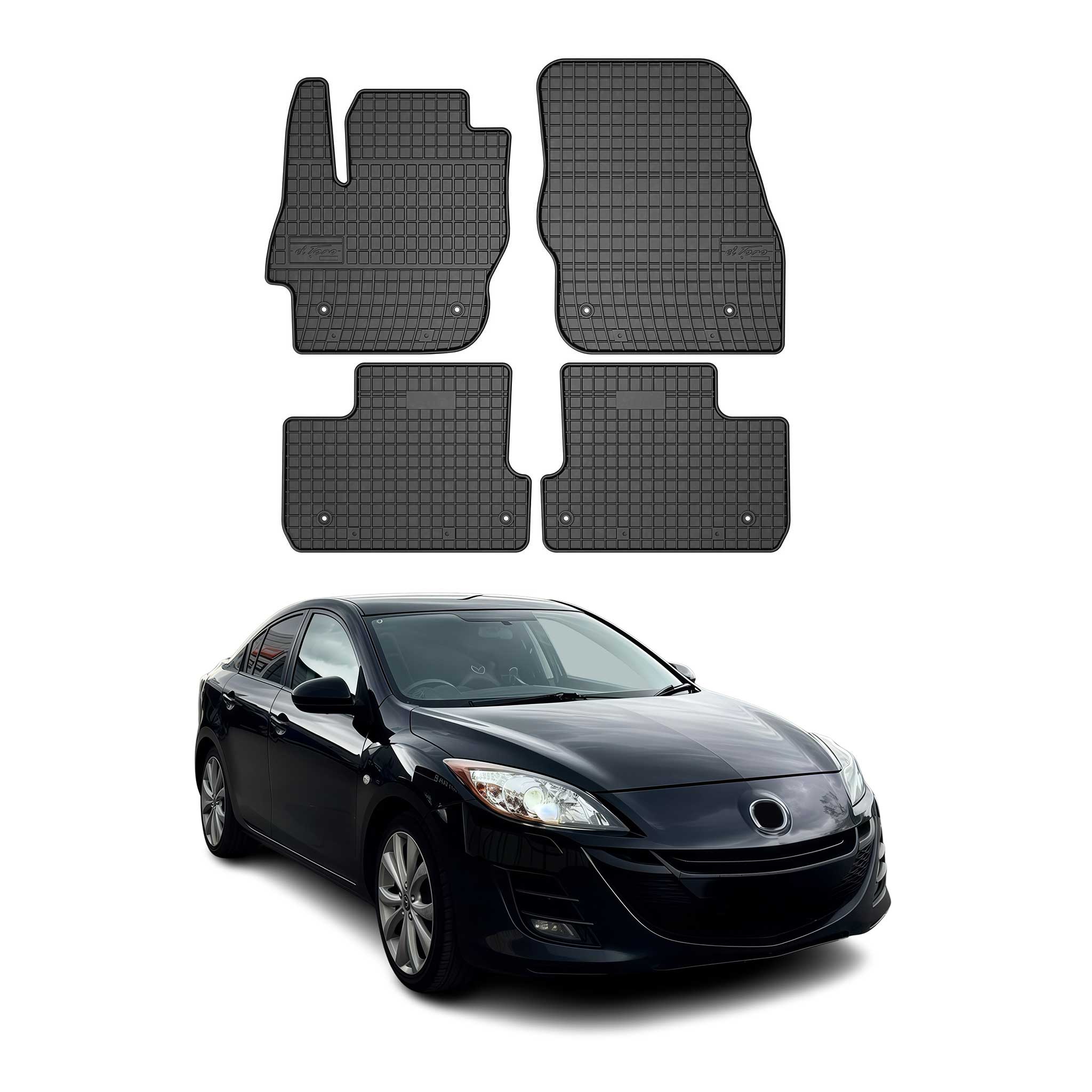 2010-2013 Mazda 3 Floor Mats Liners Full Set All Weather Rubber Black