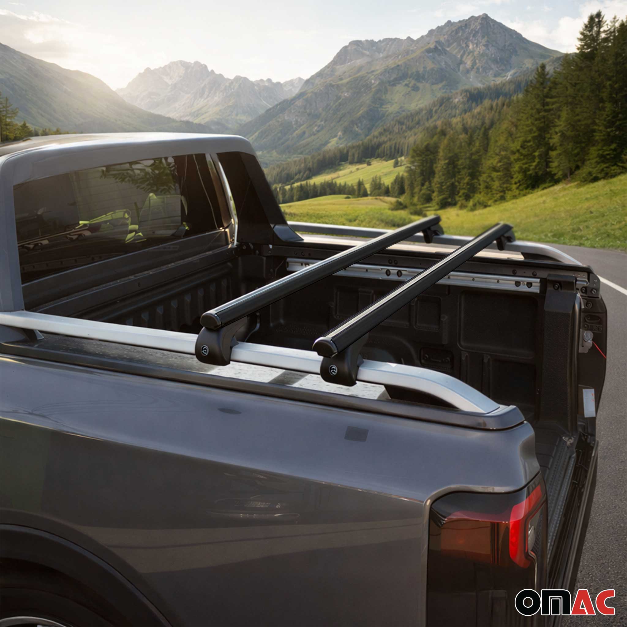 2022-2024 Ford Ranger II Trunk Bed Carrier Roof Racks Alu Black 2 Pcs