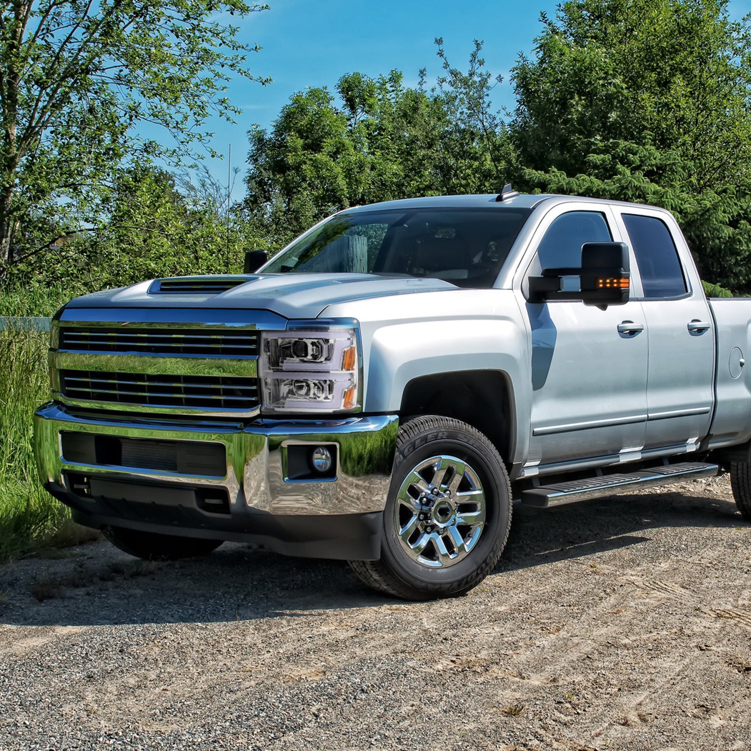 2015-2019 Chevy Silverado 2500HD/3500HD LED Signal Projector Headlights Chrome
