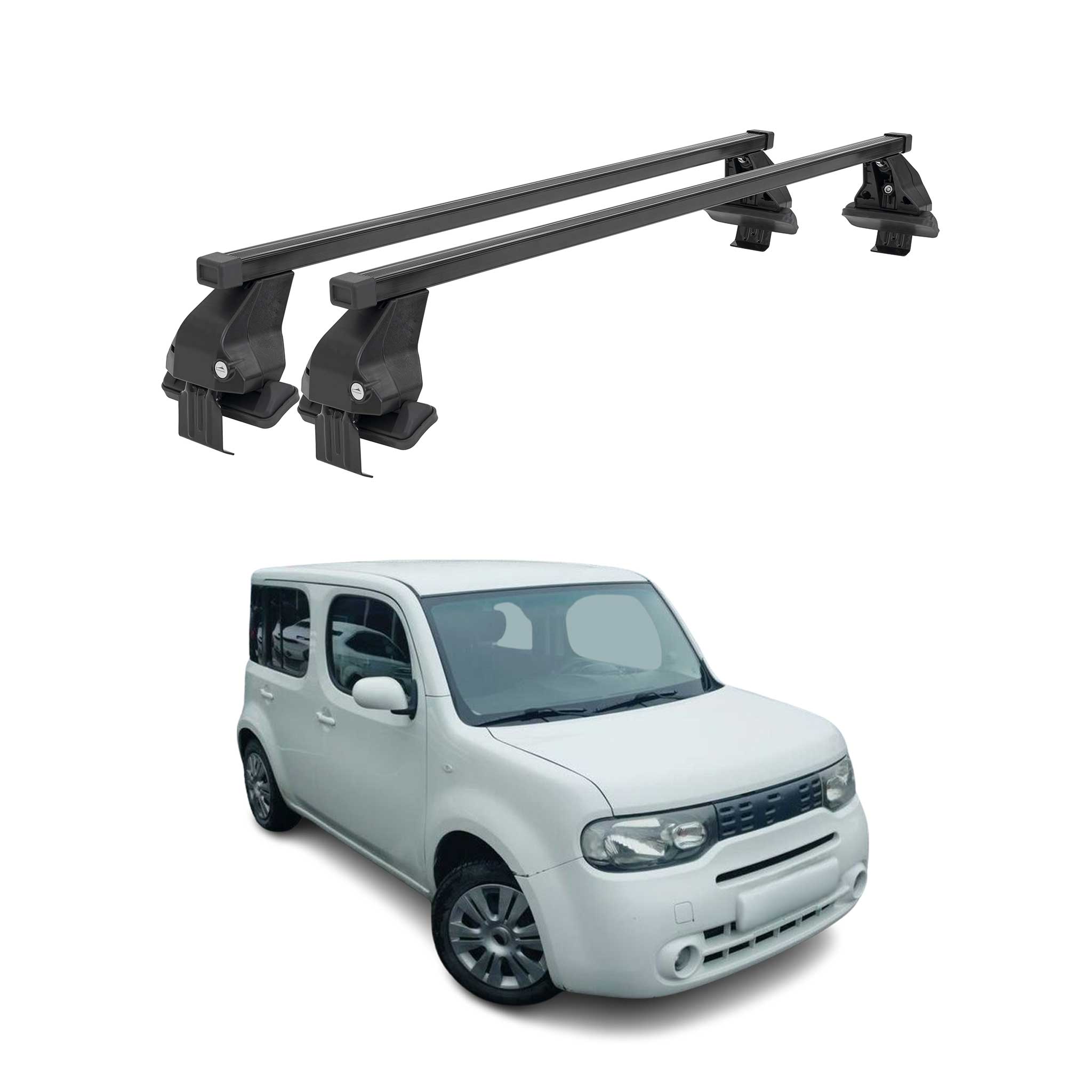 2009-2014 Nissan Cube Roof Rack Cross Bars Black