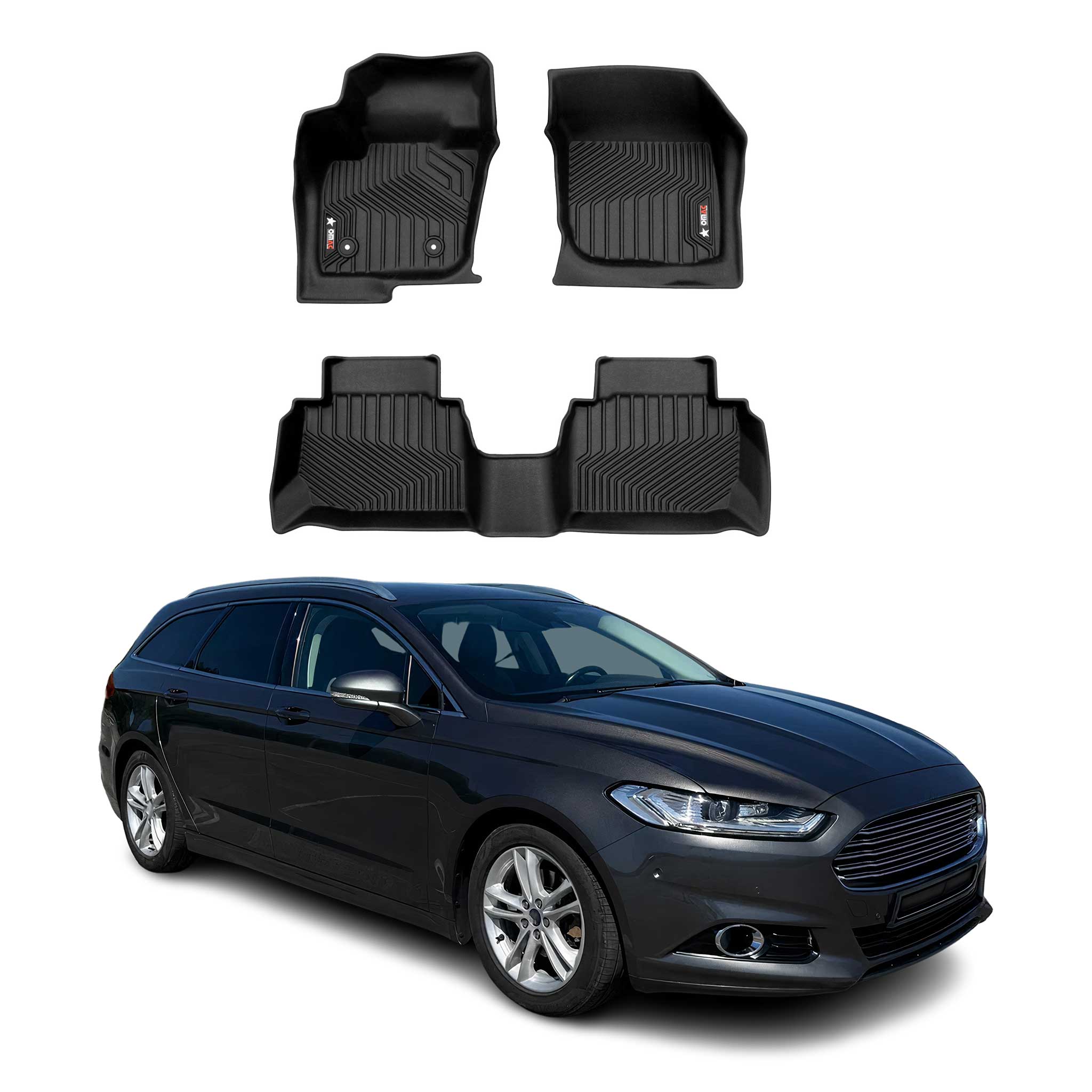2013-2020 Ford Fusion Sedan Premium Floor Mats Liners First and Second Row Set Black