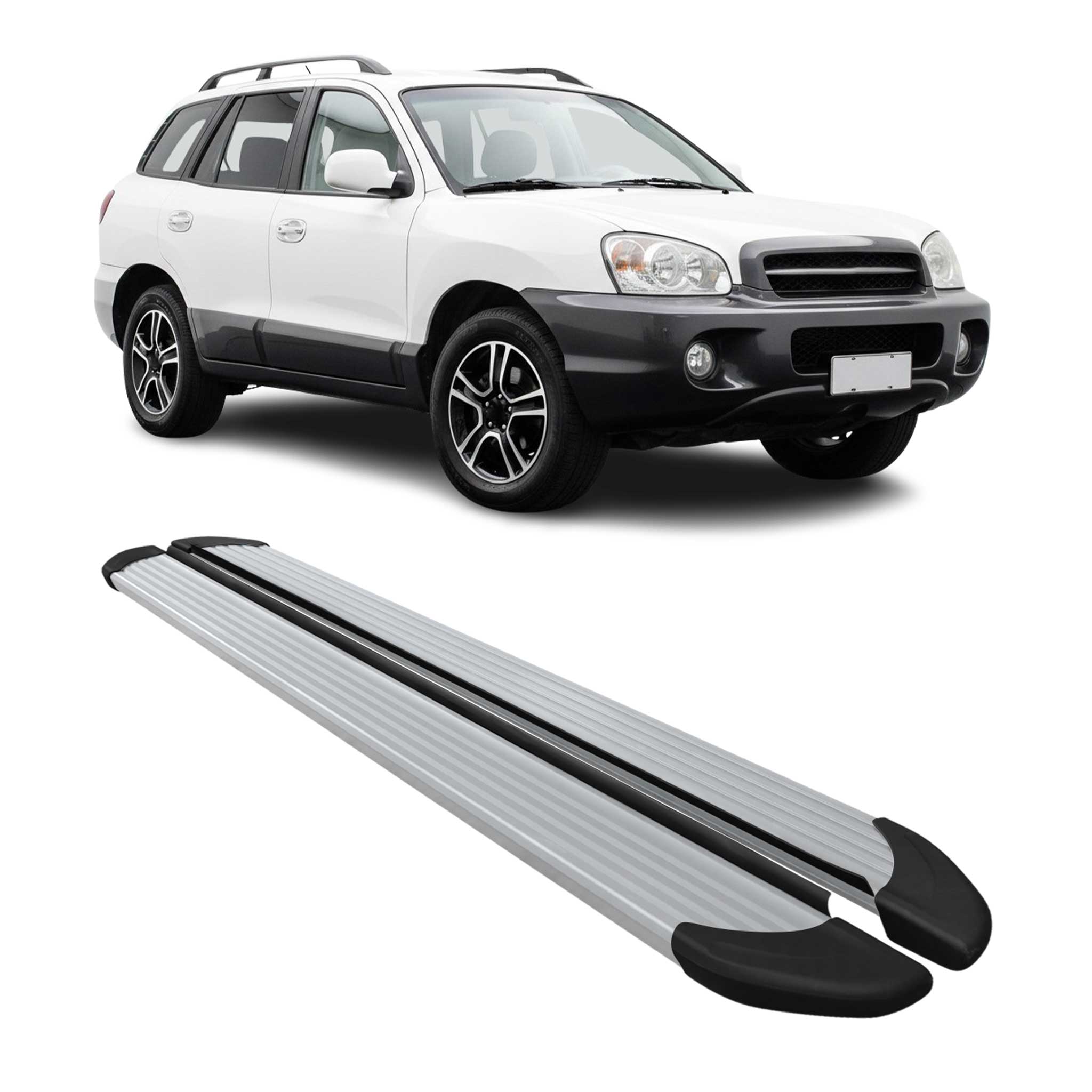 2001-2006 Hyundai Santa Fe Running Boards Side Steps Silver