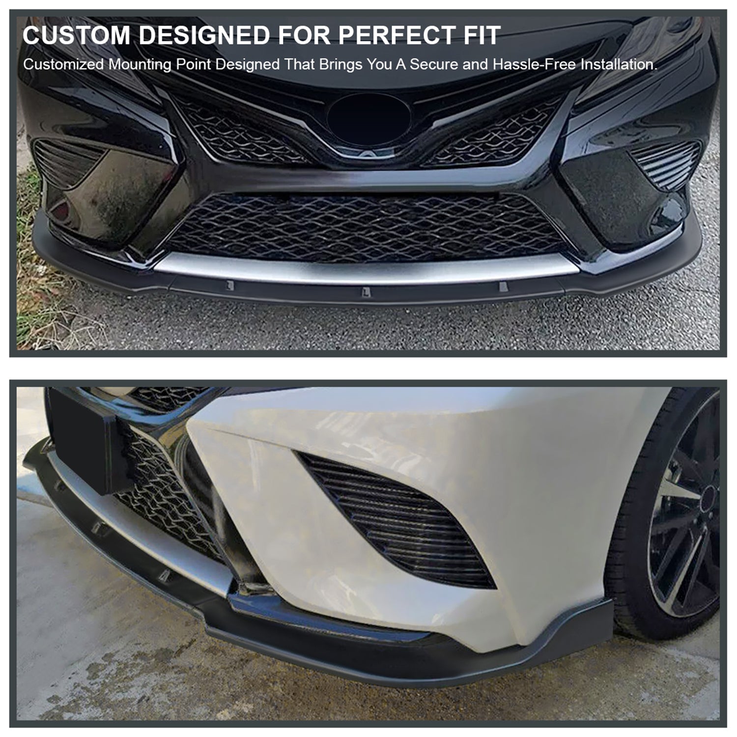 2018-2020 Toyota Camry SE/XSE/LE/XLE Matte Black ABS 3Pcs Bumper Lip