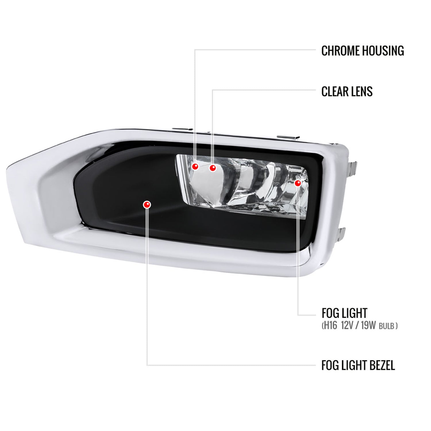 2015-2018 GMC Yukon/Yukon XL Bumper Fog Lights Kit Chrome Housing/Clear Lens