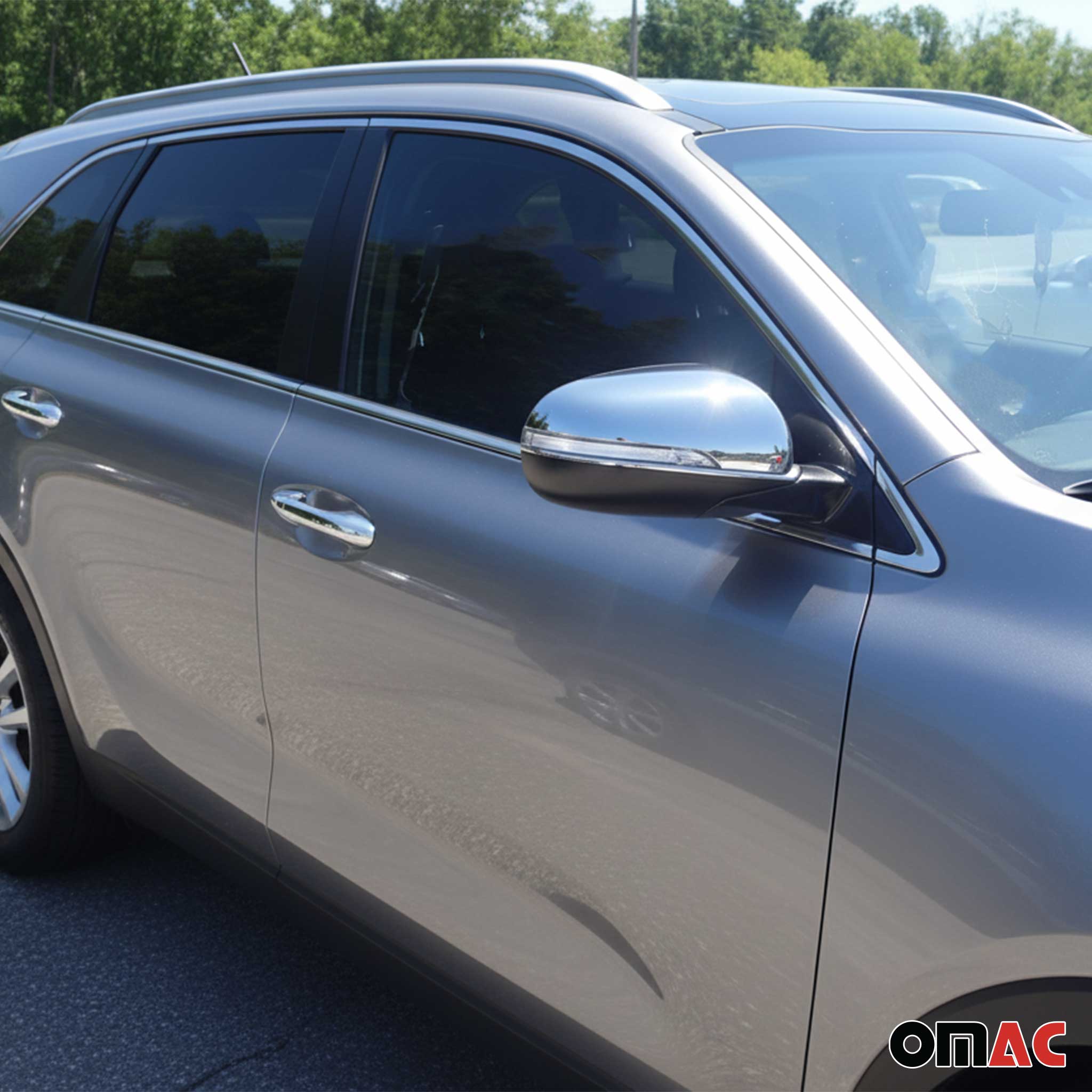 2016-2020 Kia Sorento Side Mirror Cover Caps Stainless Steel Silver 2 Pcs