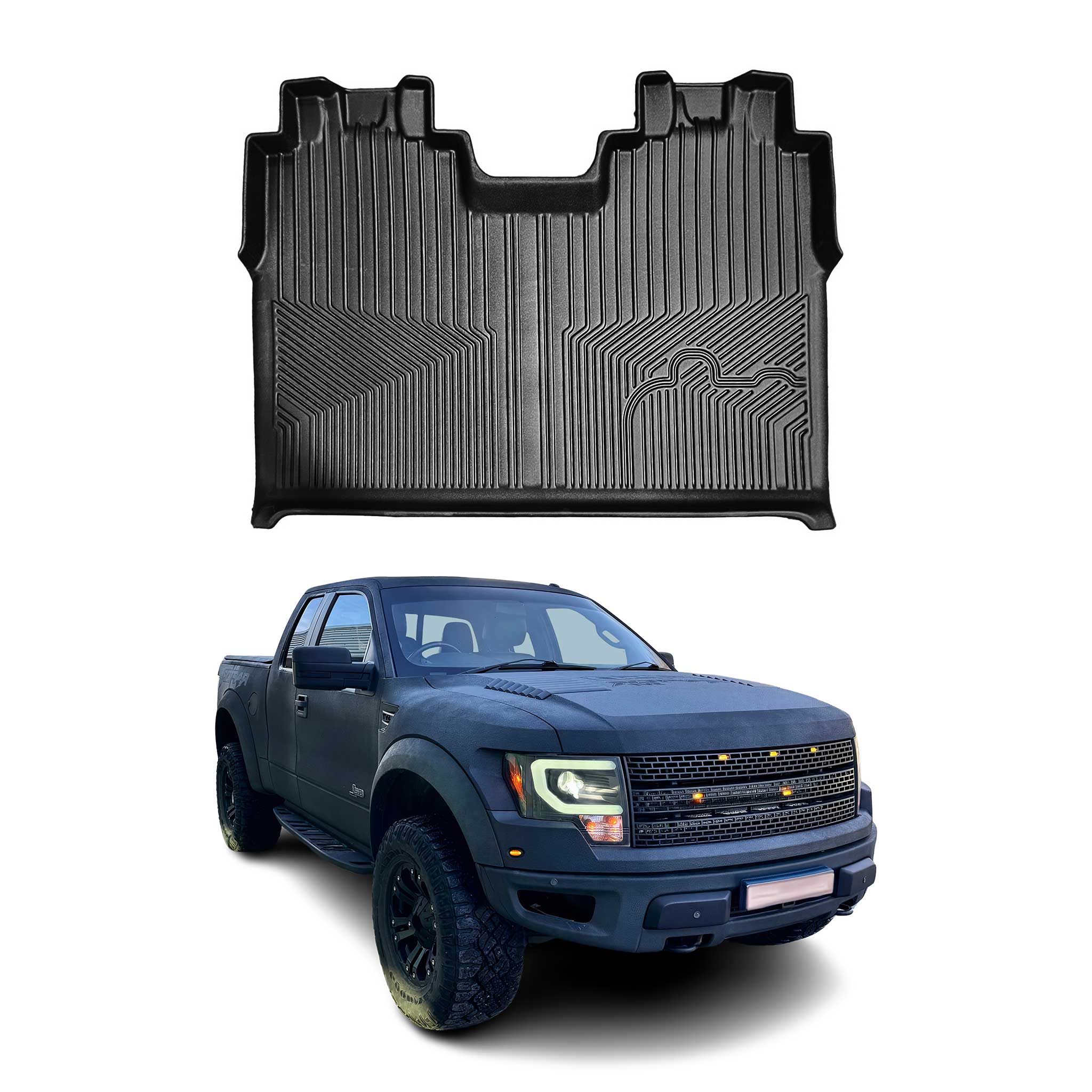 2009-2014 Ford F-150 Crewcab Premium Floor Mats Liners Second Row Rear Black