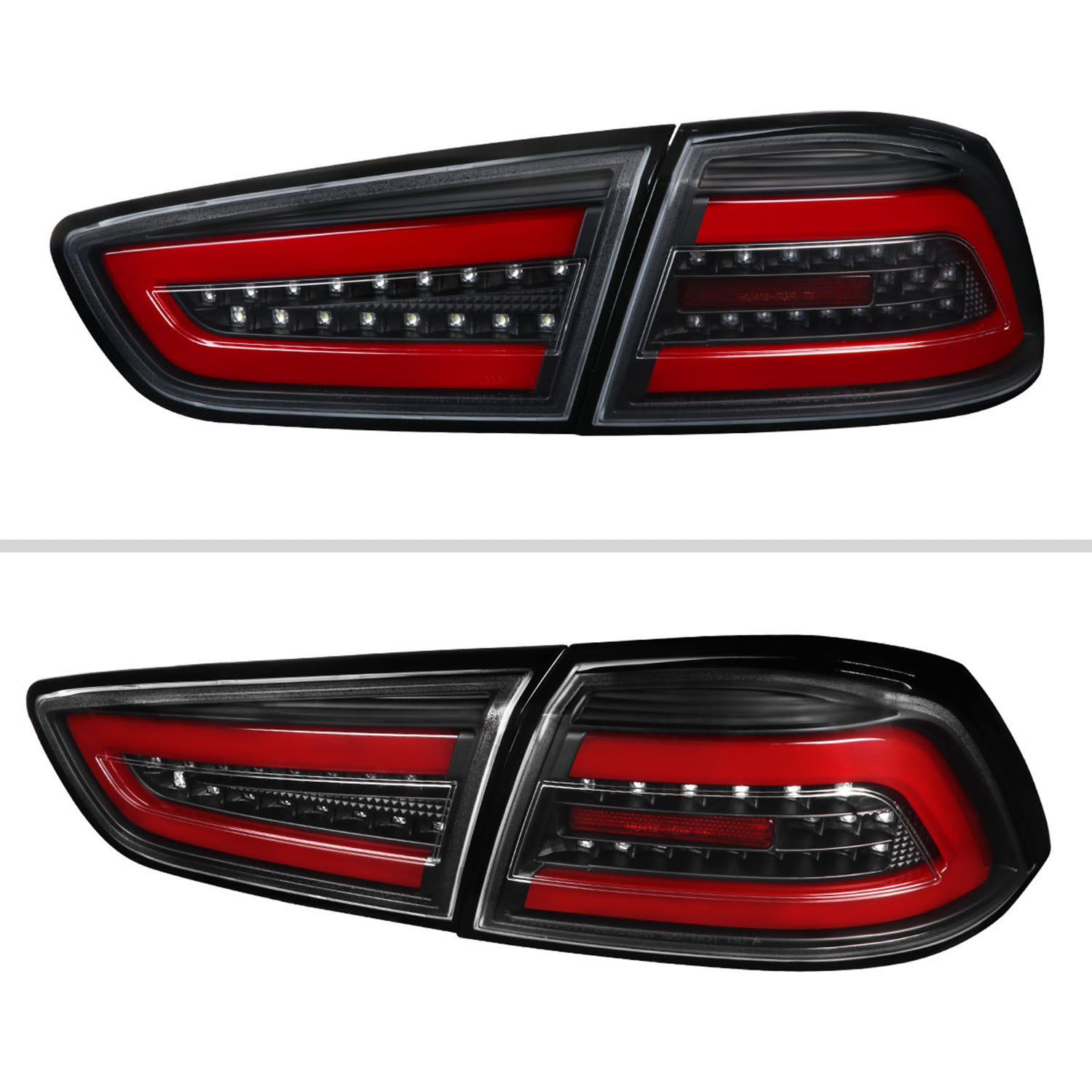 2008-2017 Mitsubishi Lancer / 08-2015 Lancer EVO X Red Bar LED Tail Lights Black