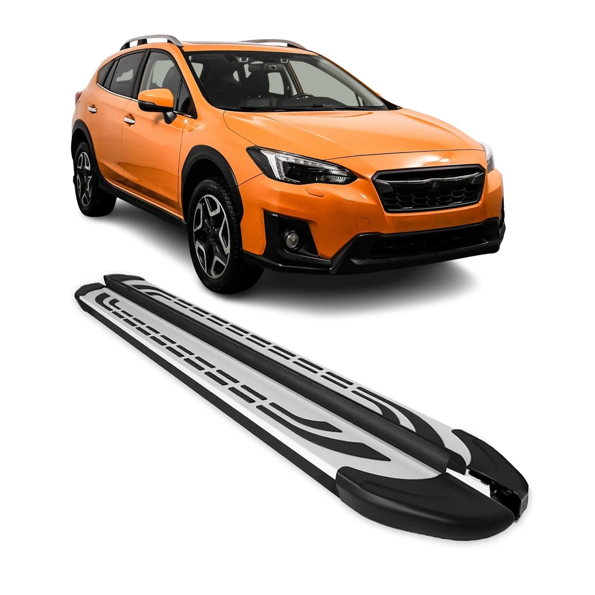 2013-2015 Subaru XV Crosstrek Running Boards Side Steps Silver & Black