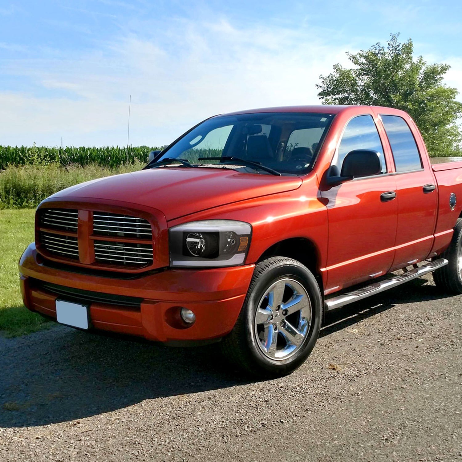 2006-2008 Dodge Ram 1500/ Ram 2500 3500 LED Headlights Amber Reflector Black