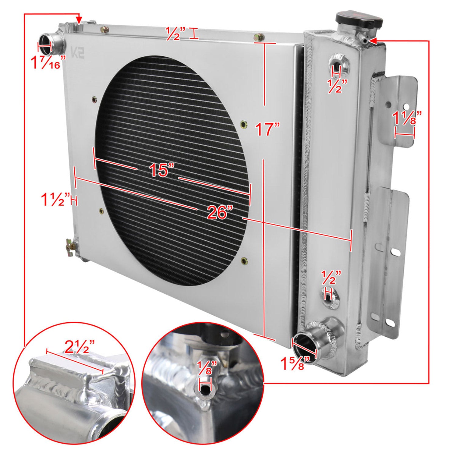 1967-1969 Chevrolet Camaro 4.1L L6 V8 3 Row Radiator with Fan Shroud