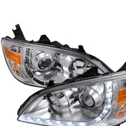 2004-2005 Honda Civic Projector Headlights w/ LED Light Strip Chrome/Clear
