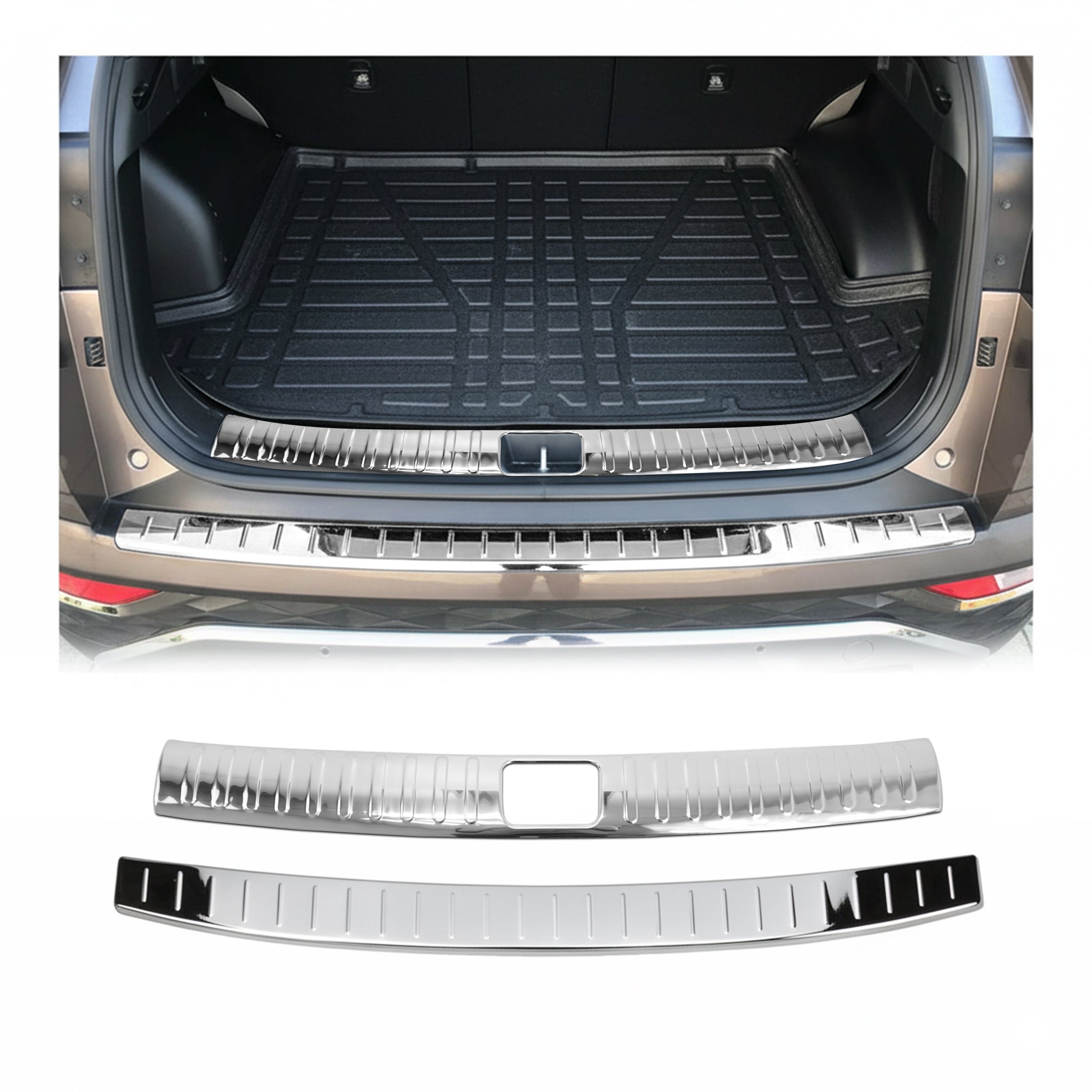 Rear Bumper Guard & Trunk Sill Cover Set for Hyundai Tucson III 2016-18 S.Steel