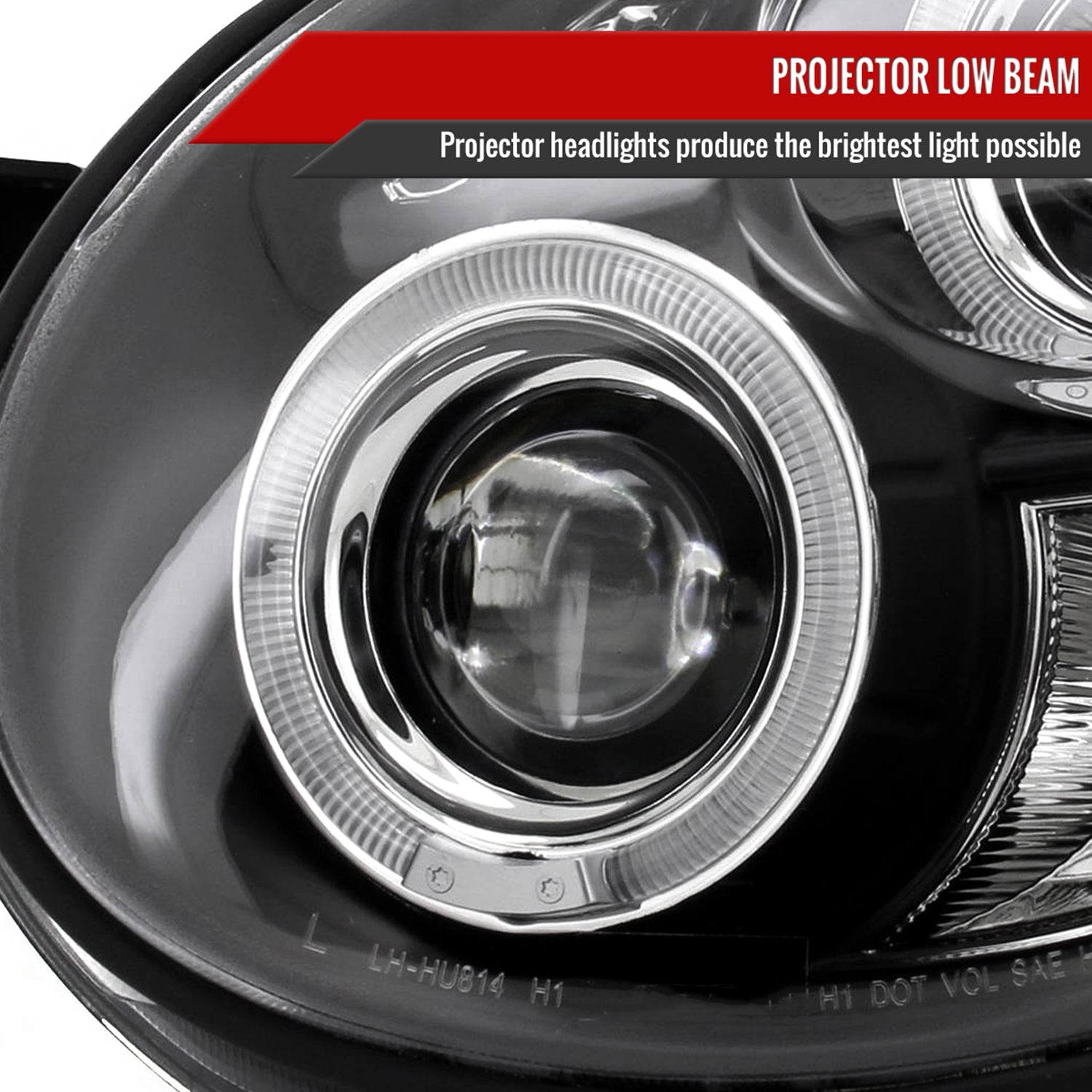 2002-2003 Subaru Impreza Dual Halo Bug Eye Projector Headlights Matt Black