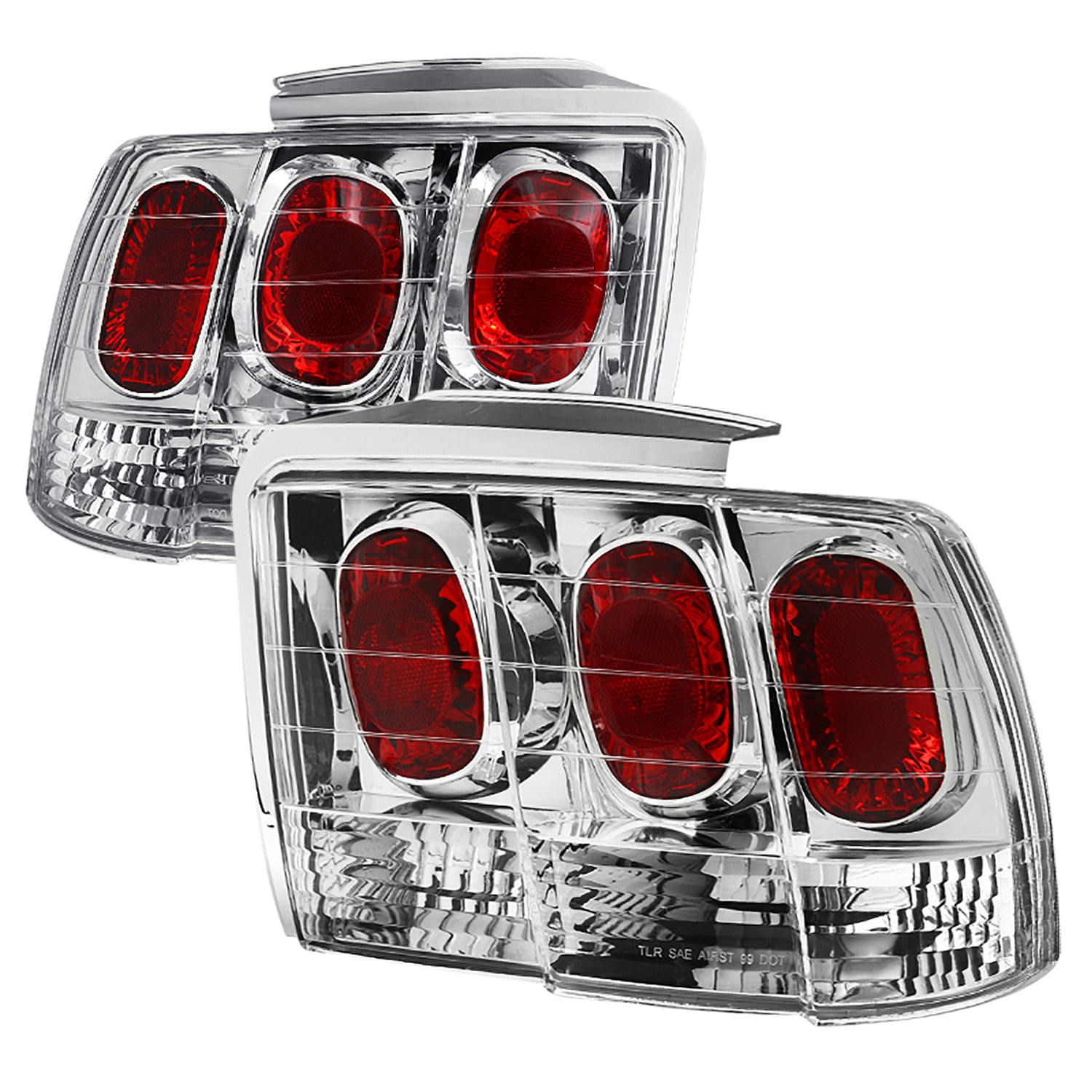 1999-2004 Ford Mustang Tail Lights Chrome Housing/Clear Lens