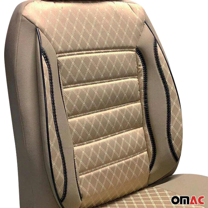 2x Car Front Seat Cover Cushion Breathable Protection Non Slip Beige