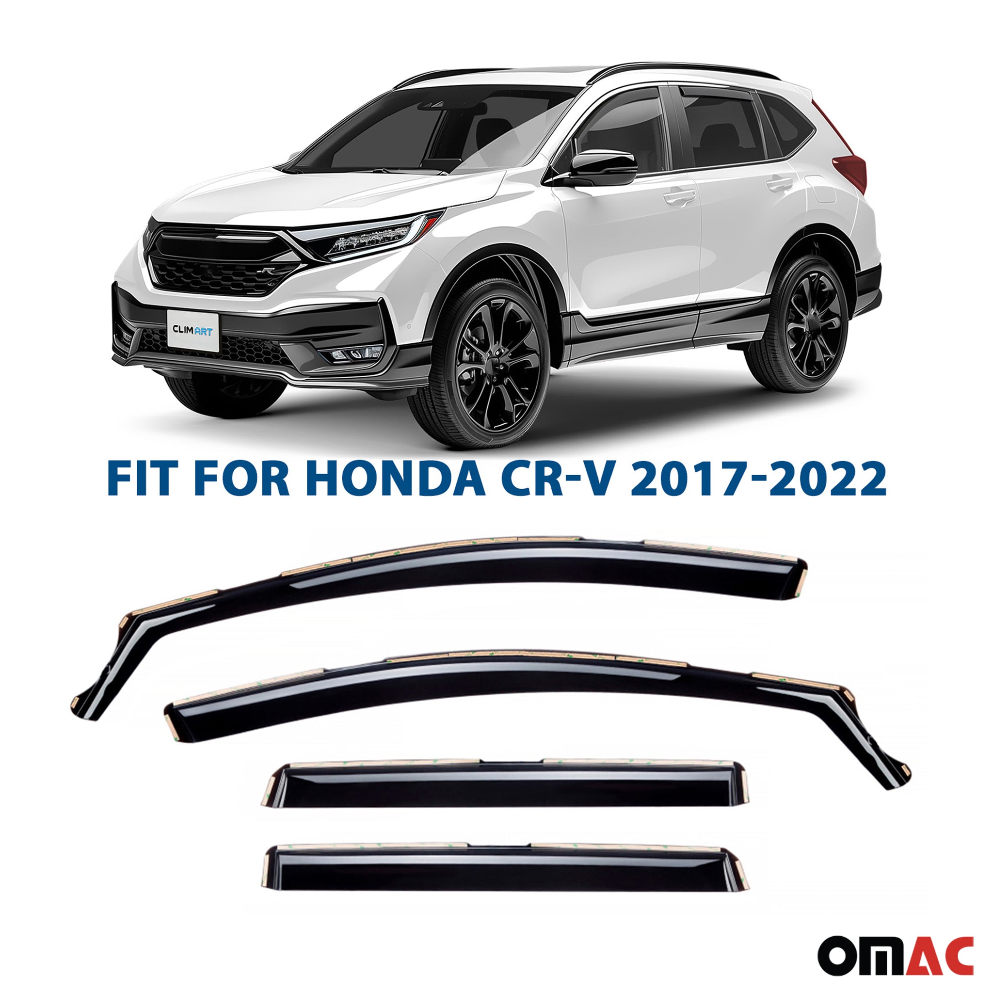Clim Art Wind Deflectors for Honda CR-V (CRV) 2017-2022 Shatterproof 4 Pcs
