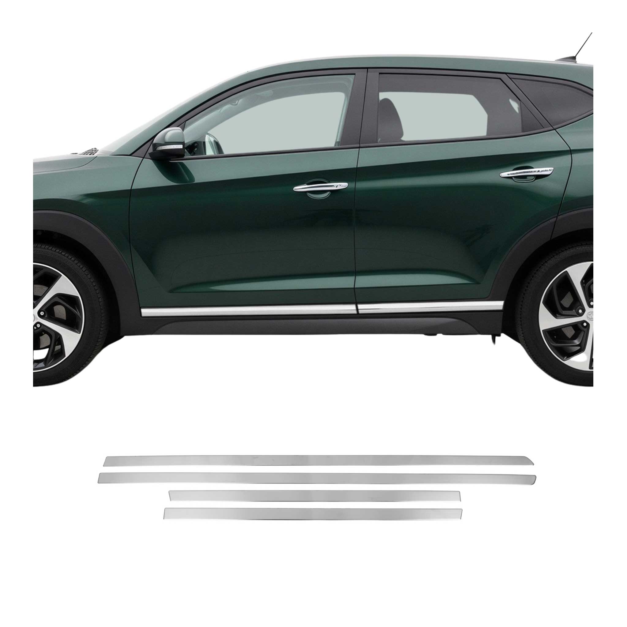 2016-2021 Hyundai Tucson Side Door Molding Trim Skirt Garnish Brushed Stainless Steel
