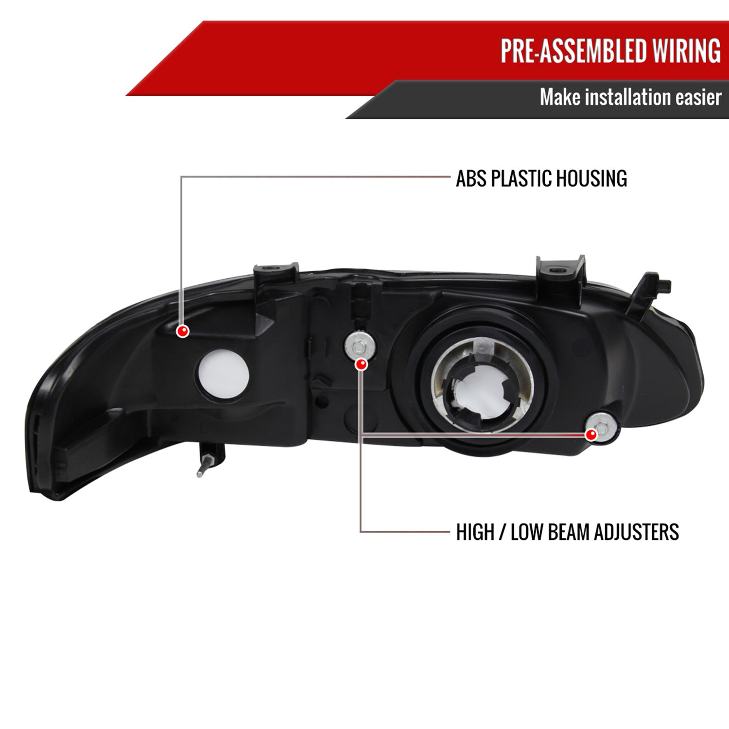 2000-2003 Nissan Sentra Factory Style Crystal Headlights Matte Black/Clear