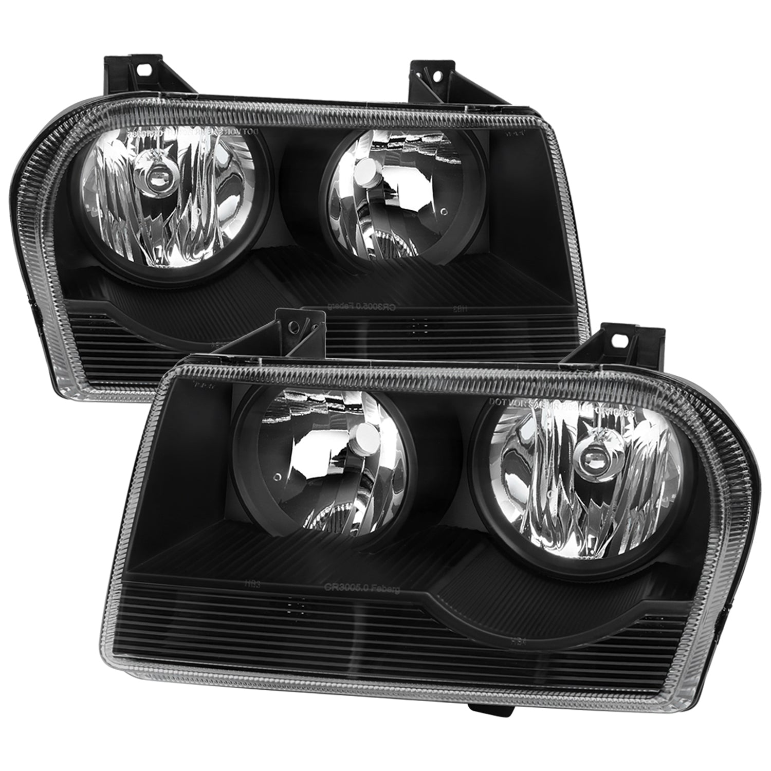 2005-2010 Chrysler 300 Factory Style Headlights Matte Black/Clear Lens