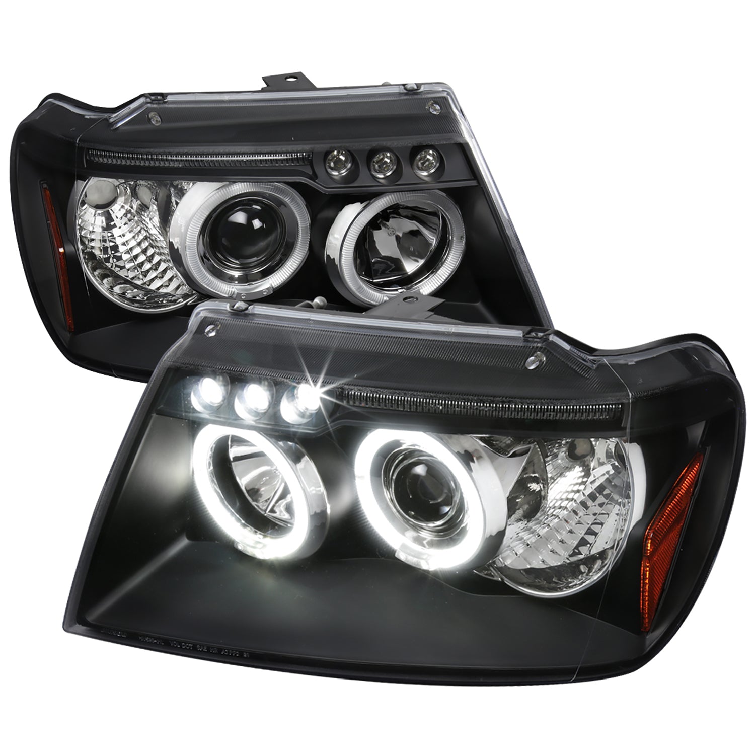 1999-2004 Jeep Grand Cherokee Dual Halo Projector Headlights Matte Black/Clear