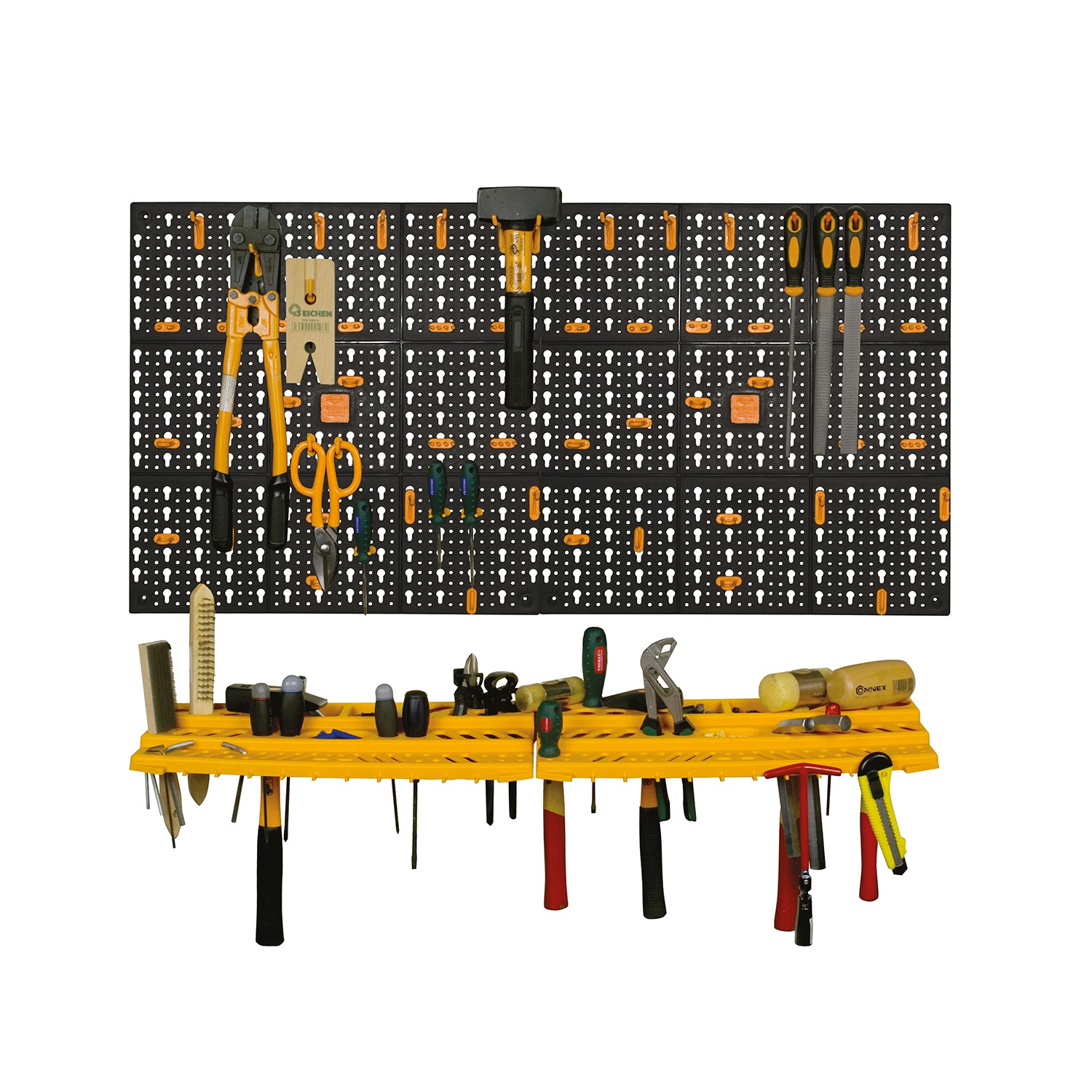 Workshop Wall Tool Holder Perforated Wall 2 Wall Panels 2 Shelves 50 Hook Set