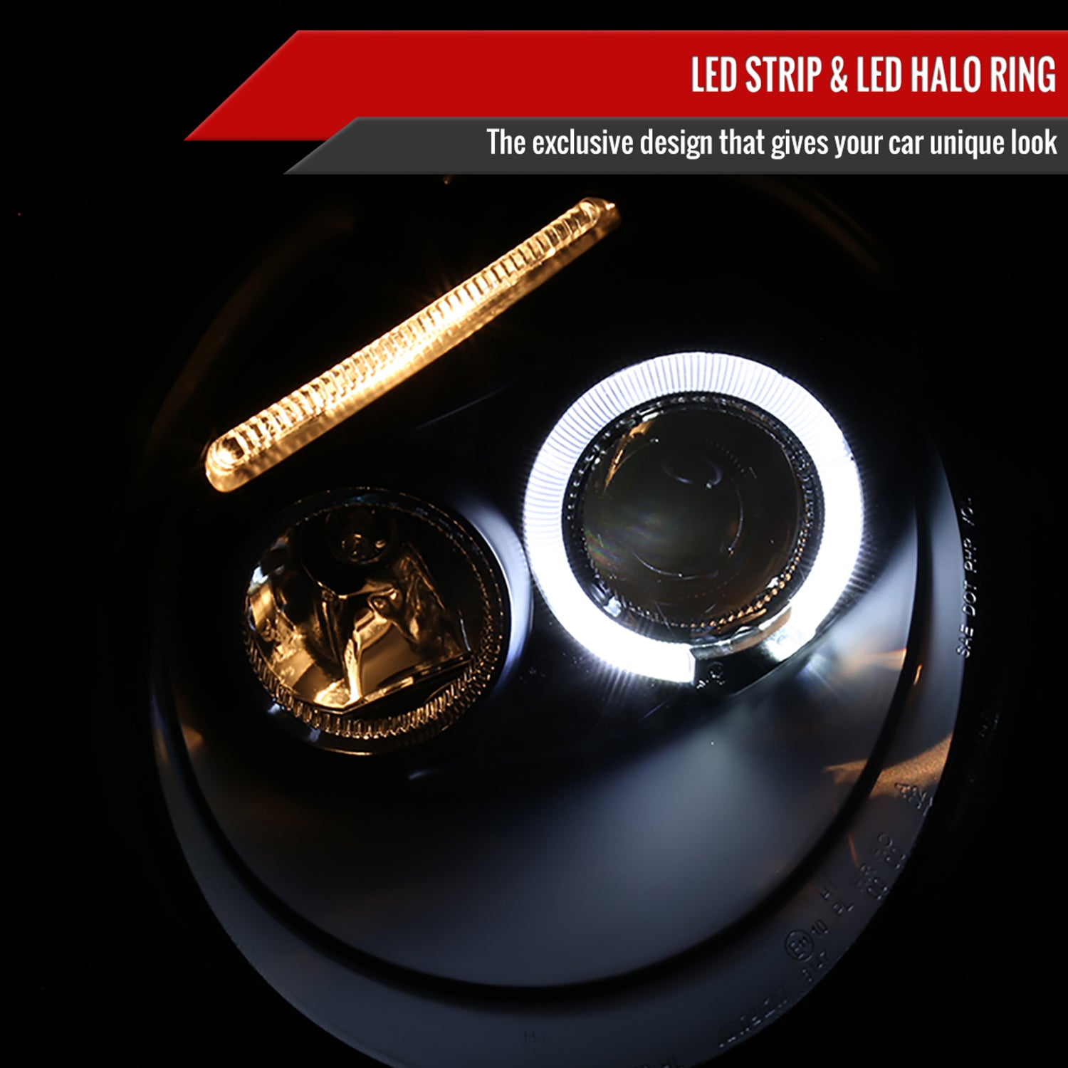 1998-2005 VW Beetle Halo Projector Headlights Matte Black/Clear Lens