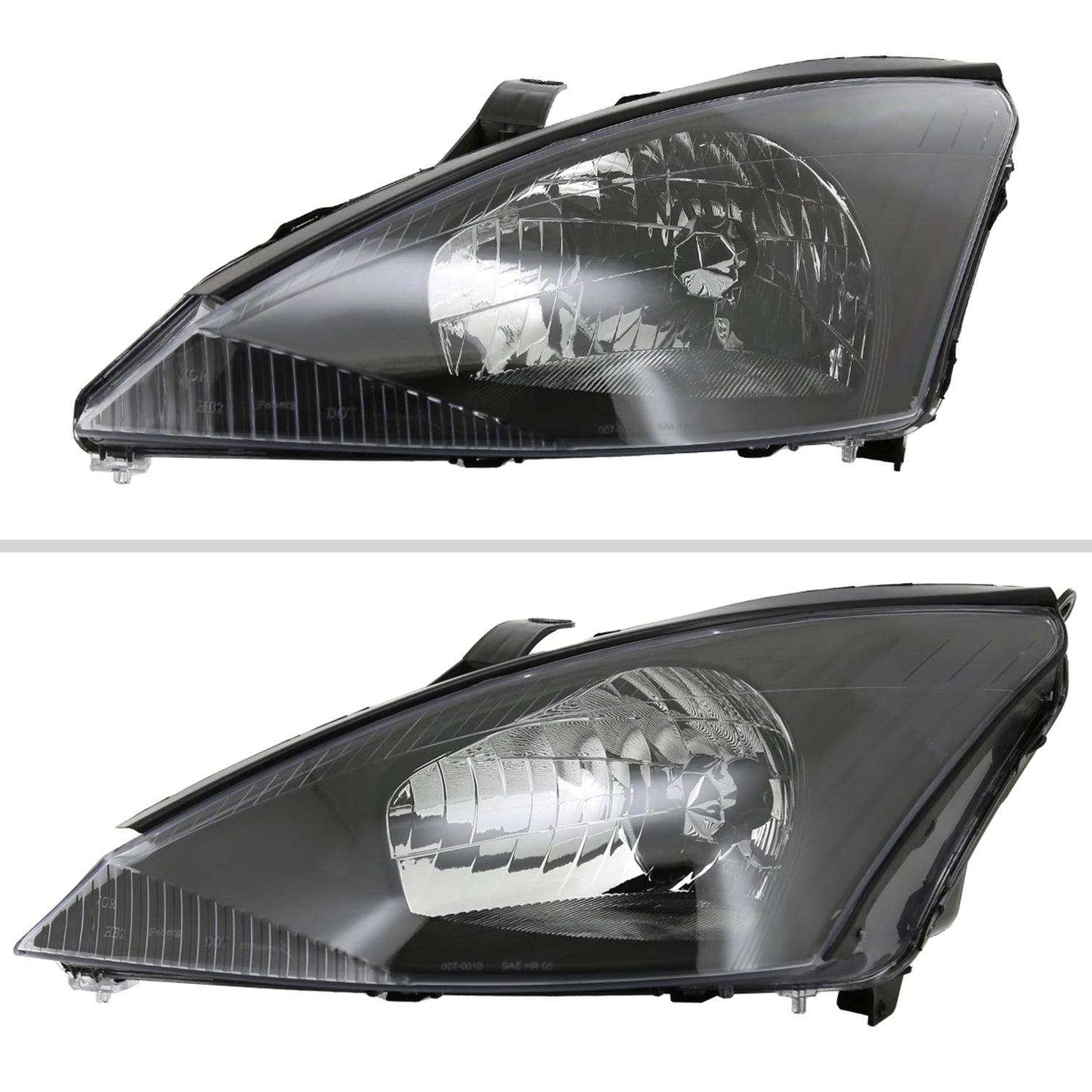 2000-2004 Ford Focus Factory Style Crystal Headlights Matte Black/Clear Lens