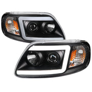 1997-2004 Ford F-150 / 1997-2002 Expedition LED C-Bar Projector Headlights Black