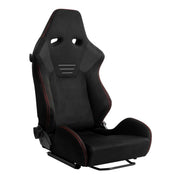 Universal Racing Seat Black Suede With Double Red Stitch