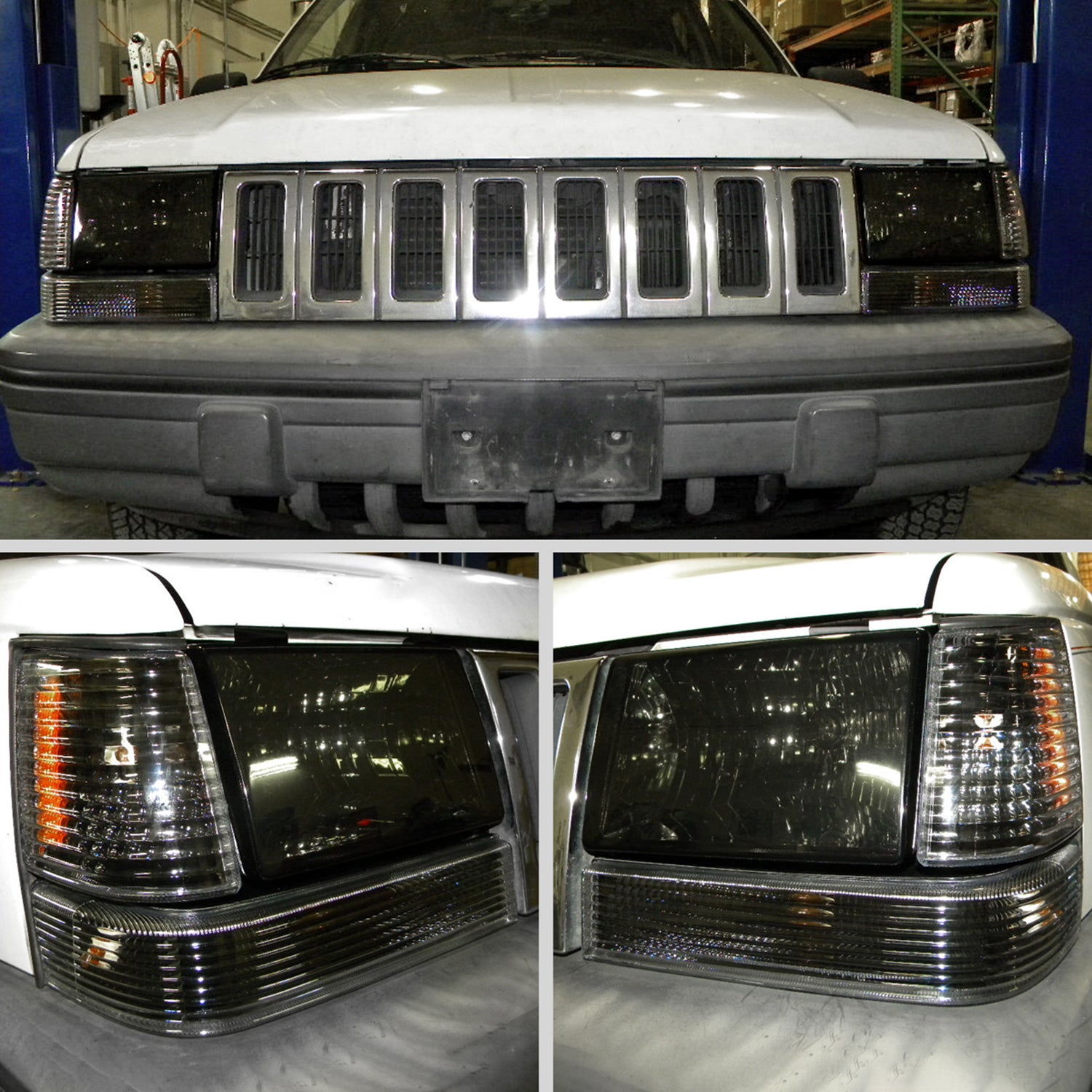1993-1998 Jeep Grand Cherokee Factory Style Headlights Chrome/Smoke Lens