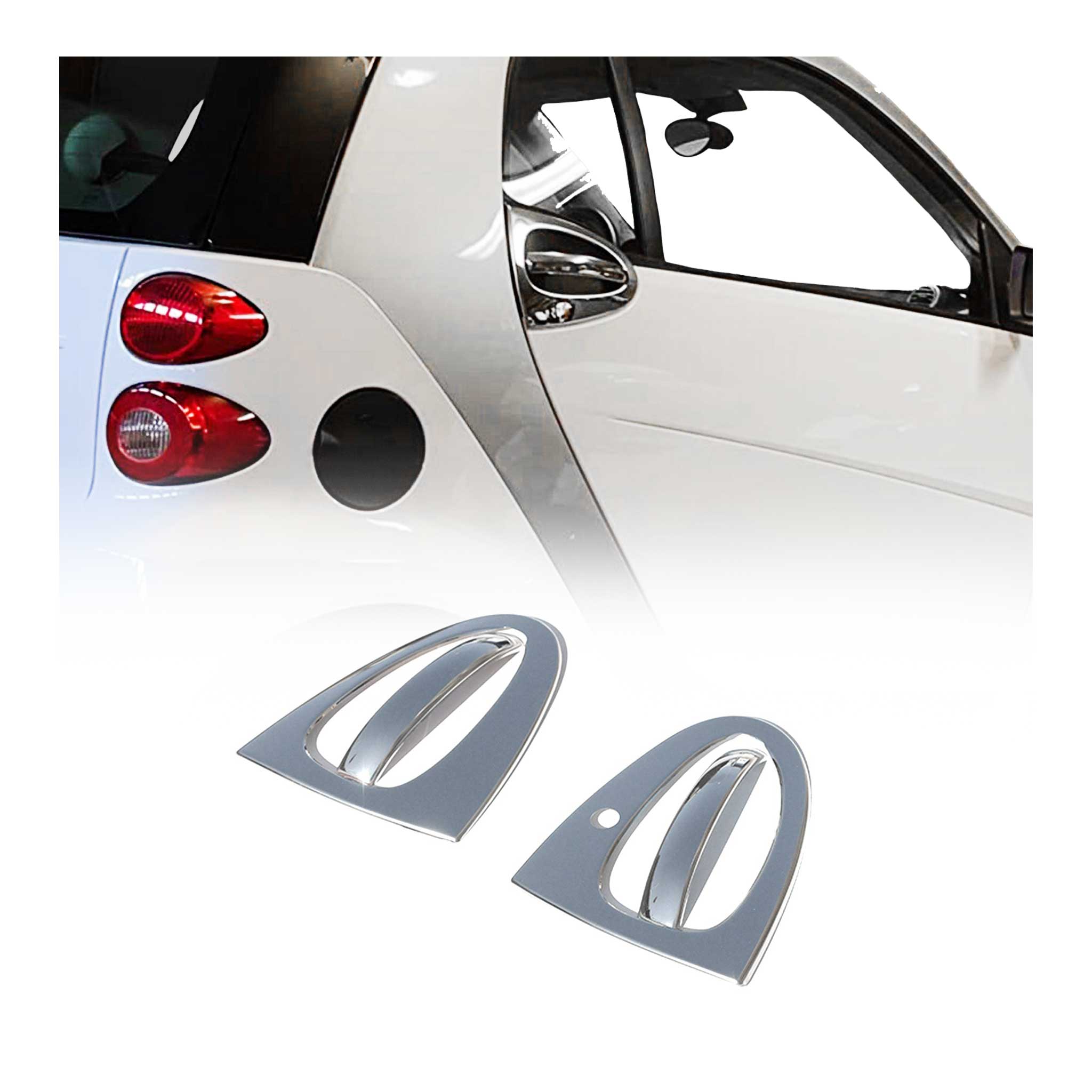 2007-2015 Smart ForTwo Car Door Handle Cover Protector Stainless Steel Chrome 4 Pcs