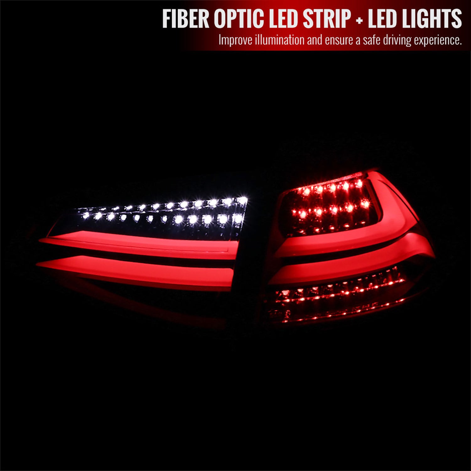 2015-2017 VW GTI/Golf LED Tail Lights Jet Black Housing/Clear Lens