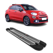 2016-2024 Fiat 500X Running Boards Side Steps Silver & Black