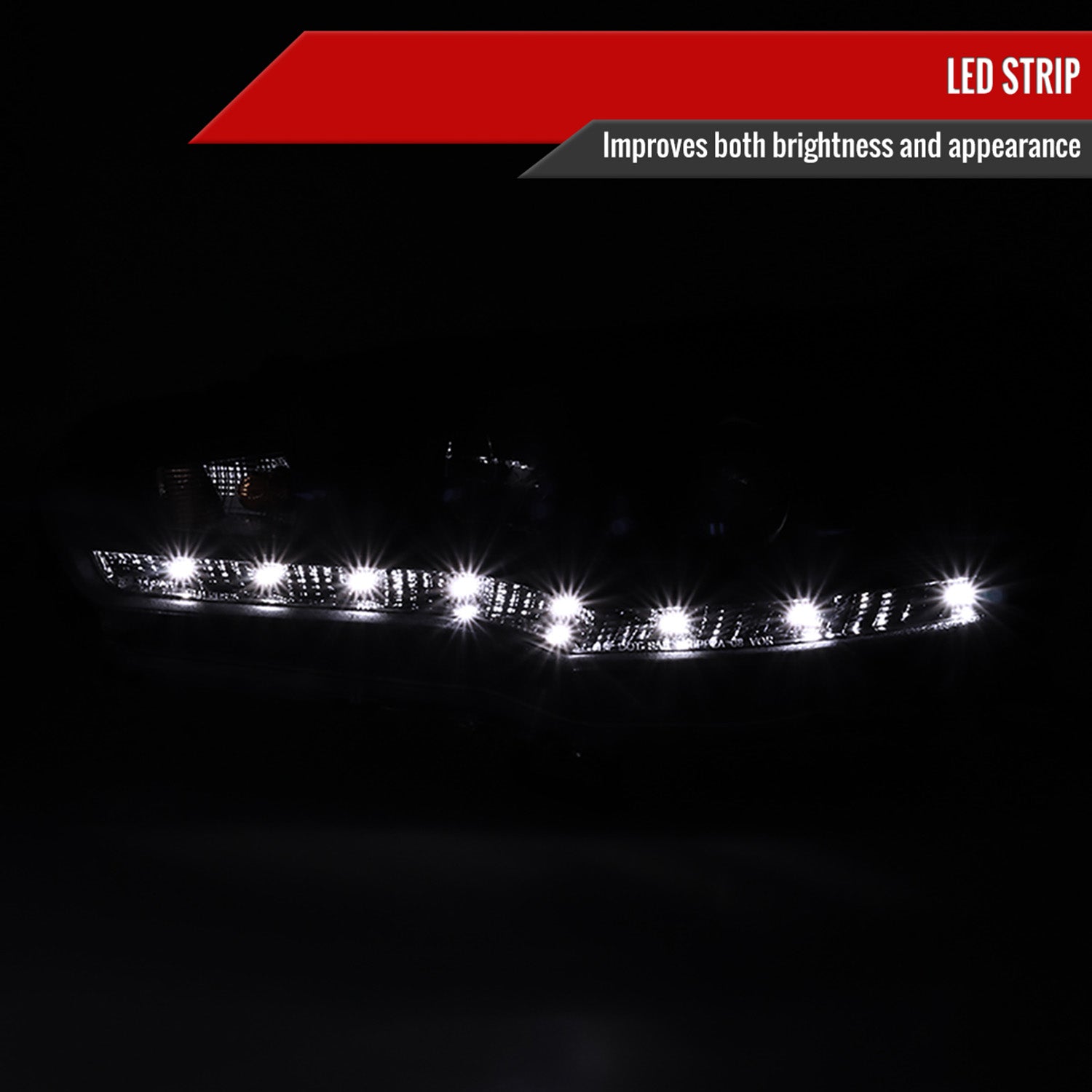 2008-2015 Mitsubishi Lancer EVO Projector Headlights SMD LED Light Strip Black