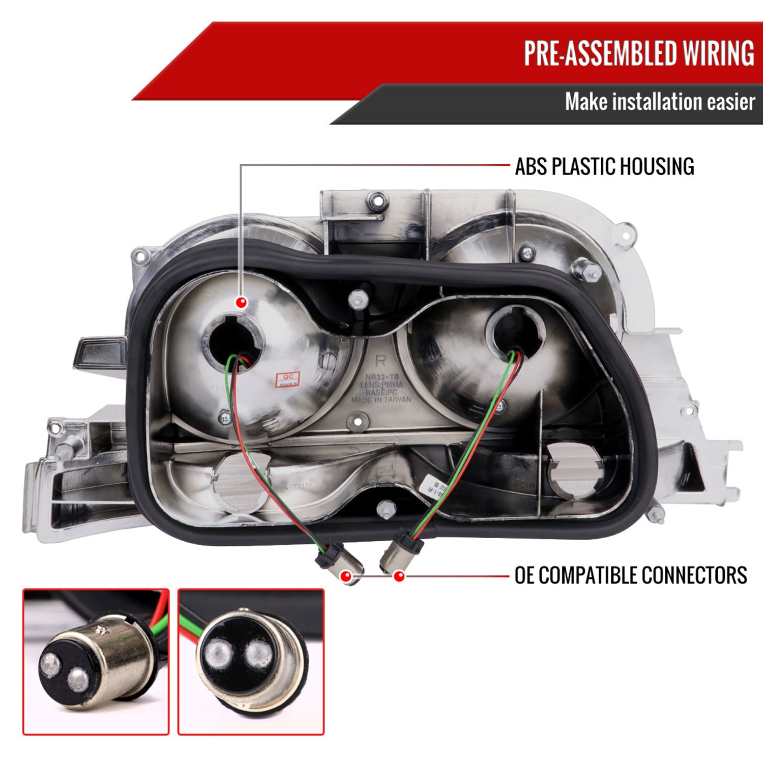 1995-1998 Nissan Skyline GT R33 JDM Red LED Tail Lights Chrome/Red Lens