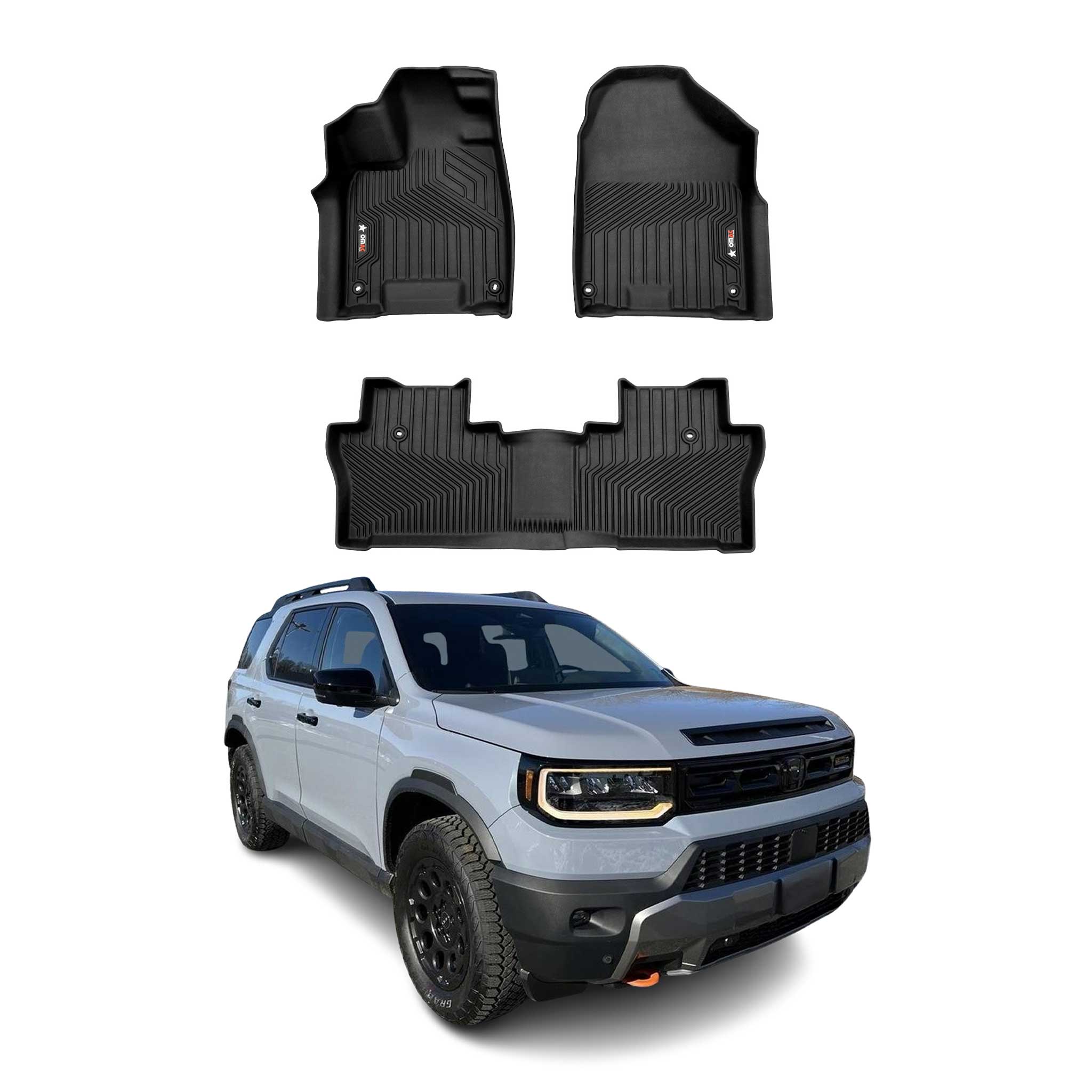 2019-2025 Honda Passport Premium Floor Mats Liners First and Second Row Set Black
