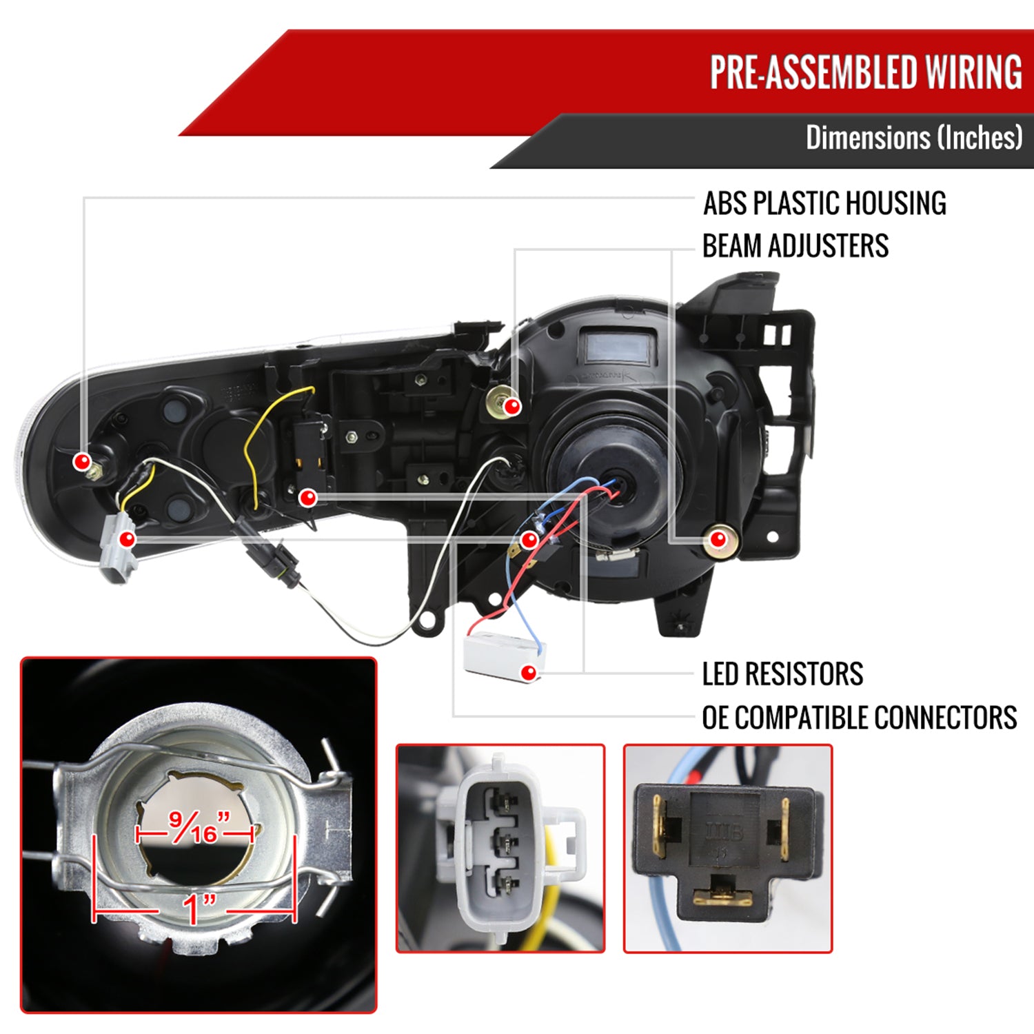 2007-2014 Toyota FJ Cruiser Signal Animated LED Projector Headlights Chrome