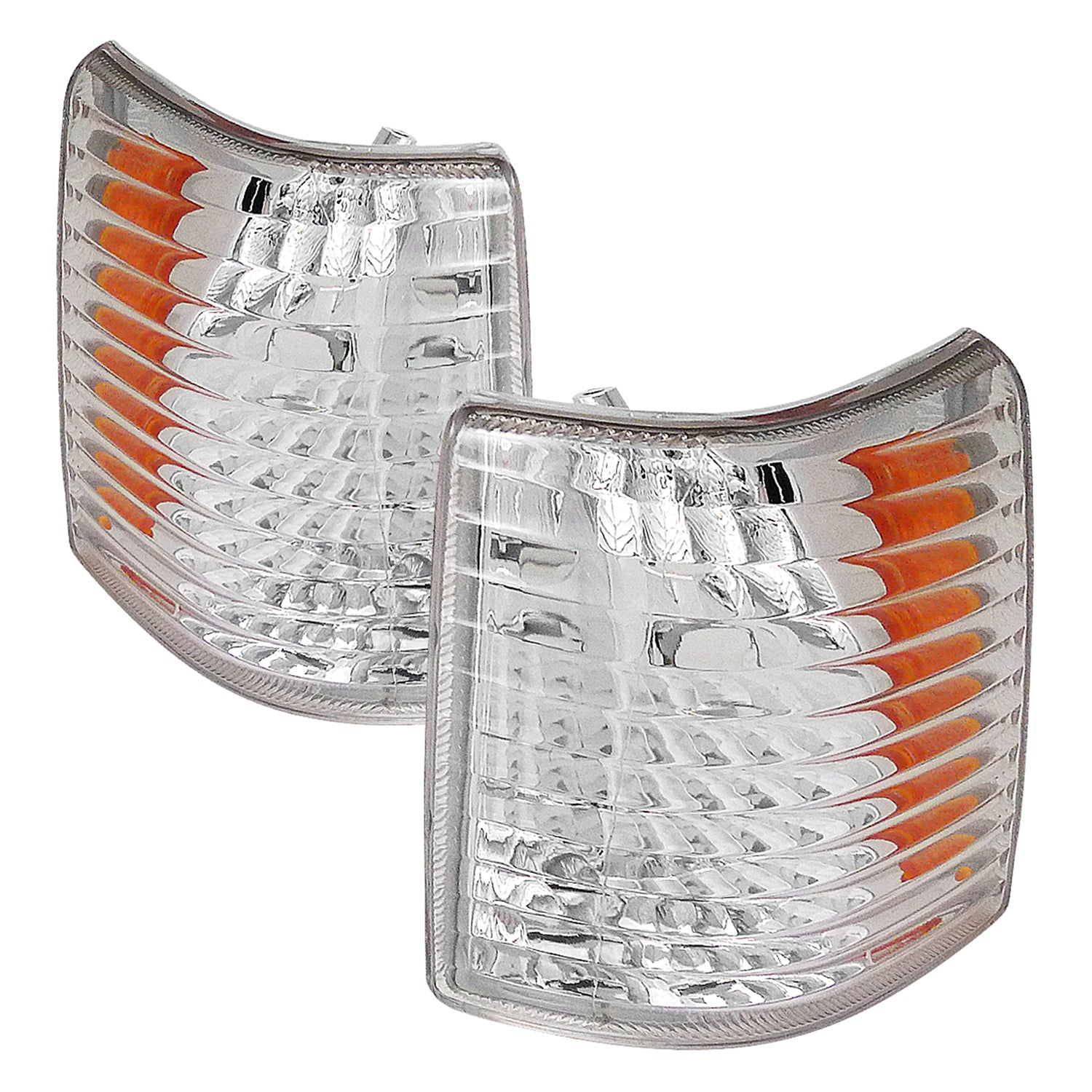 1993-1998 Jeep Grand Cherokee Corner Lights w/ Amber Reflectors Chrome/Clear
