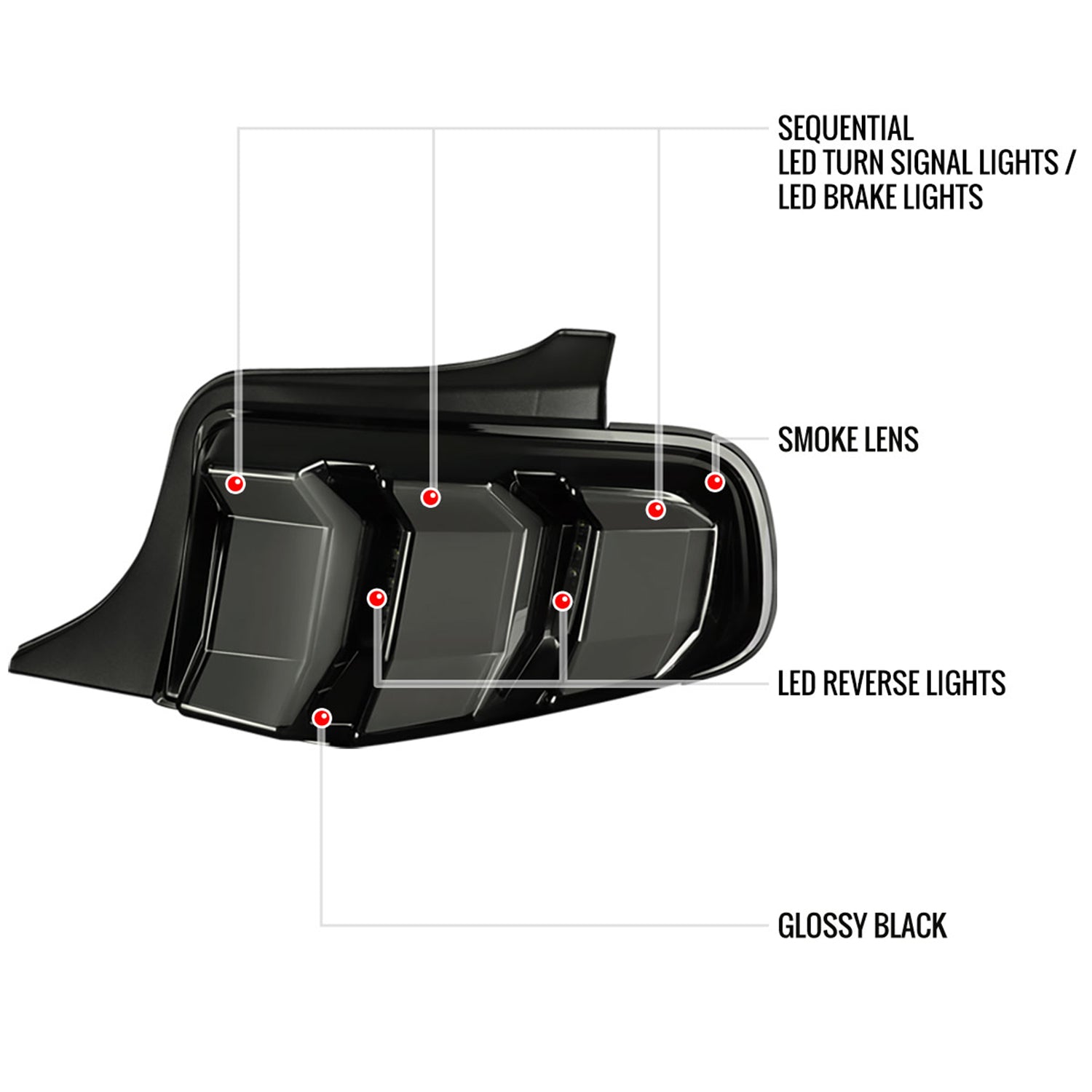2010-2012 Ford Mustang Sequential LED Tail Lights Glossy Black/Smoke Lens