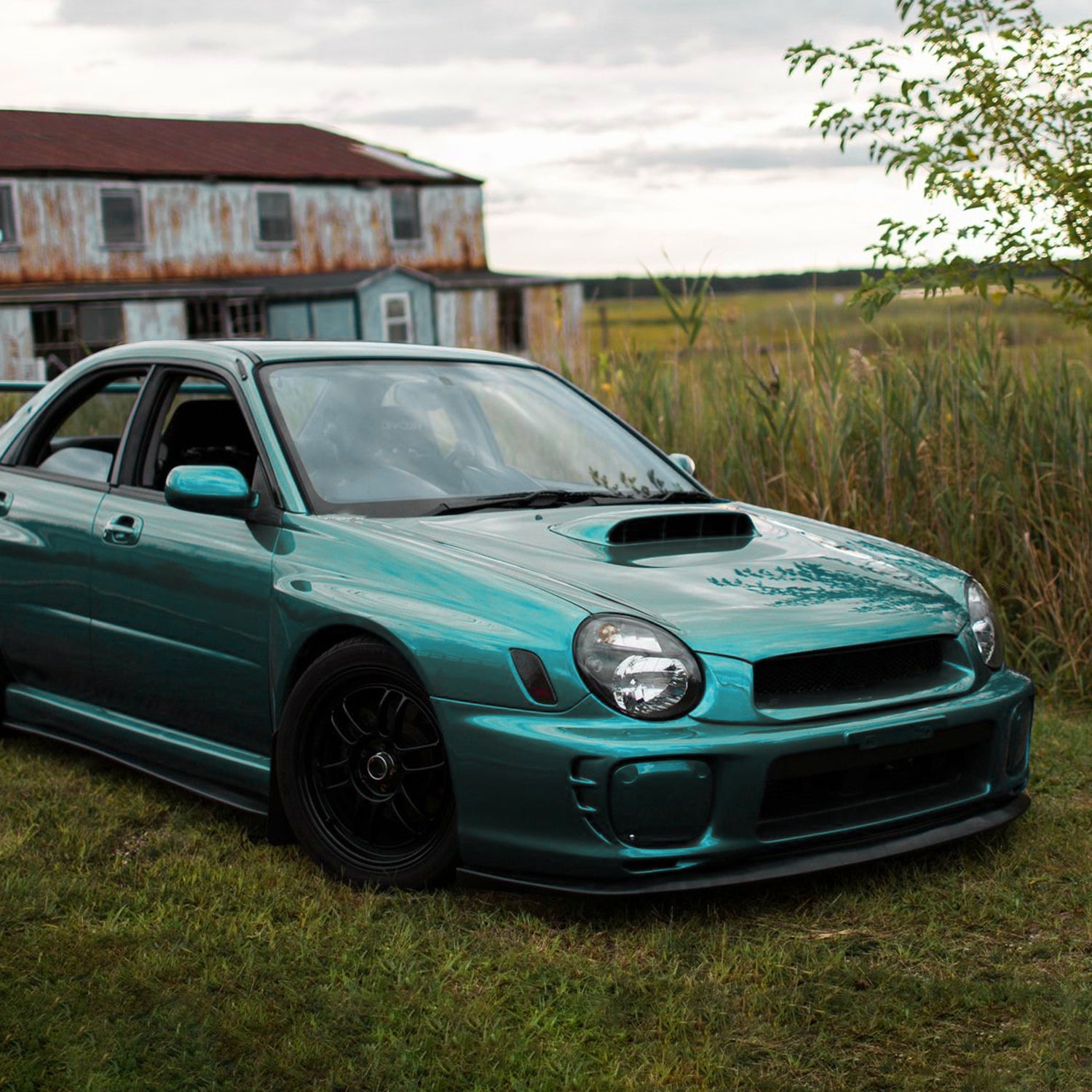 2002-2003 Subaru Impreza OEM Replacement Headlights Matte Black/Clear Lens