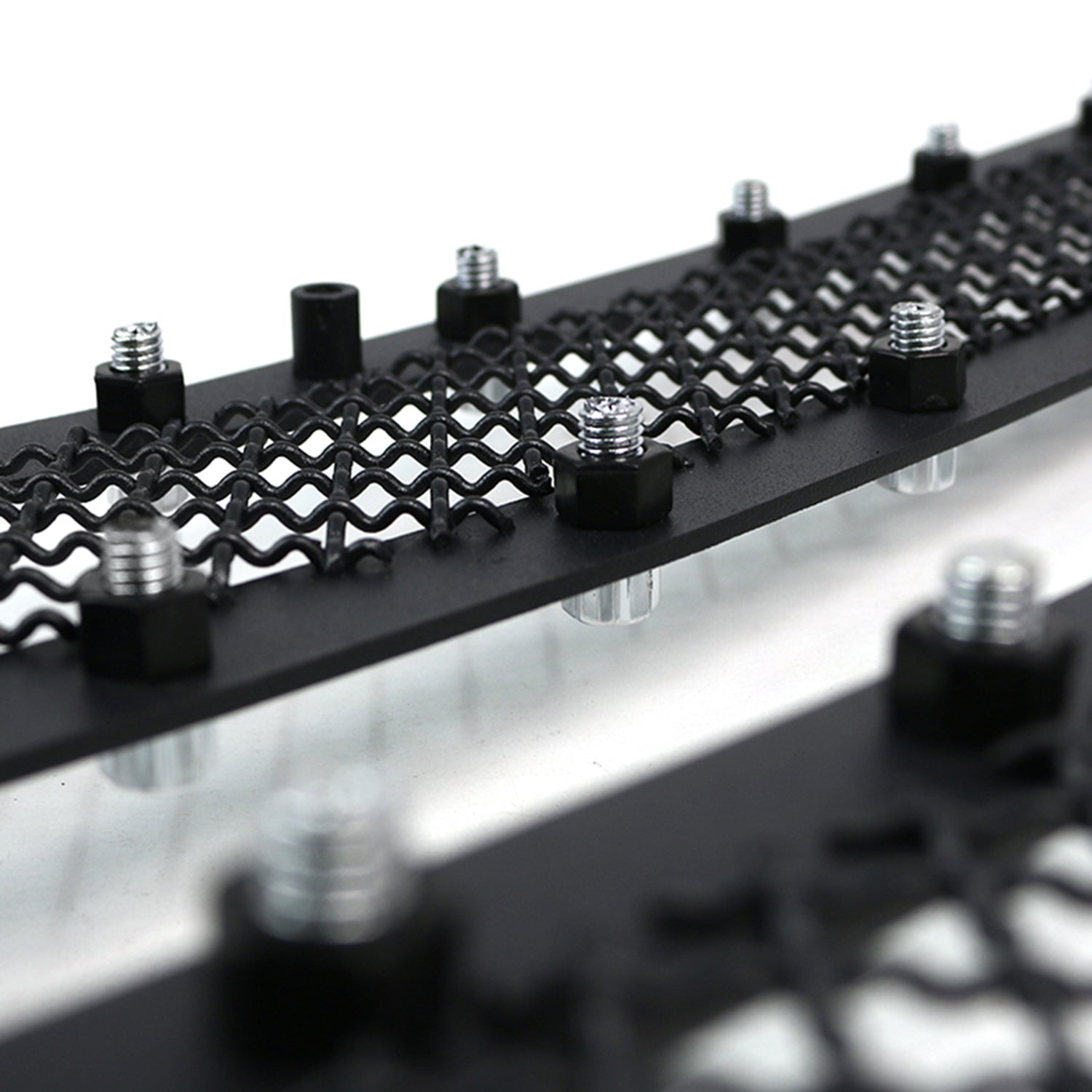 2005-2007 Chevy Silverado Rivet Style Black S.Steel 2PC Mesh Grille Insert