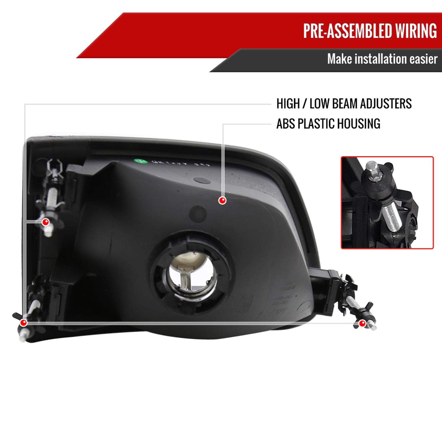 1997-2004 Ford F-150/Expedition Factory Crystal Headlights Matt Black/Clear