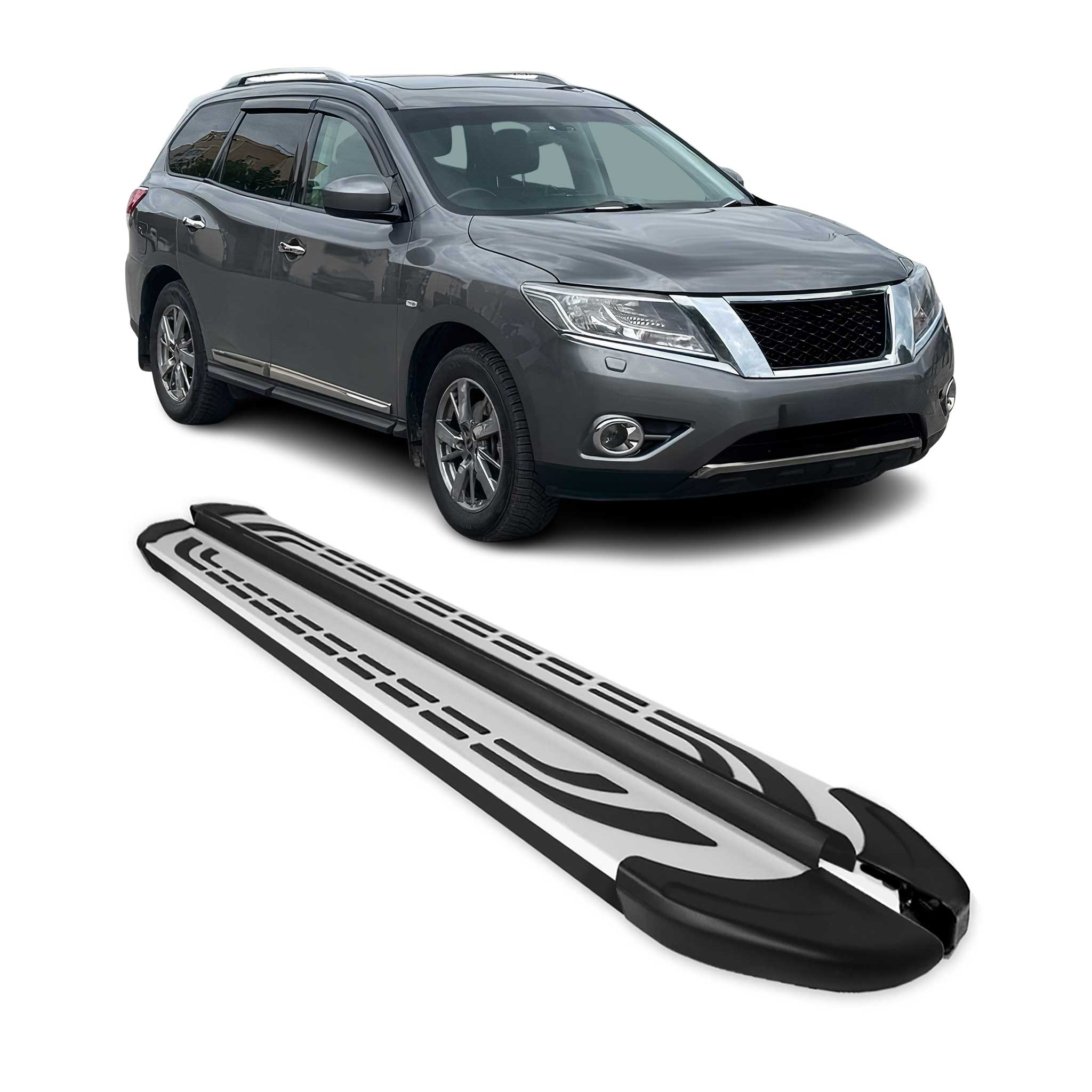 2013-2020 Nissan Pathfinder Running Boards Side Steps Silver & Black