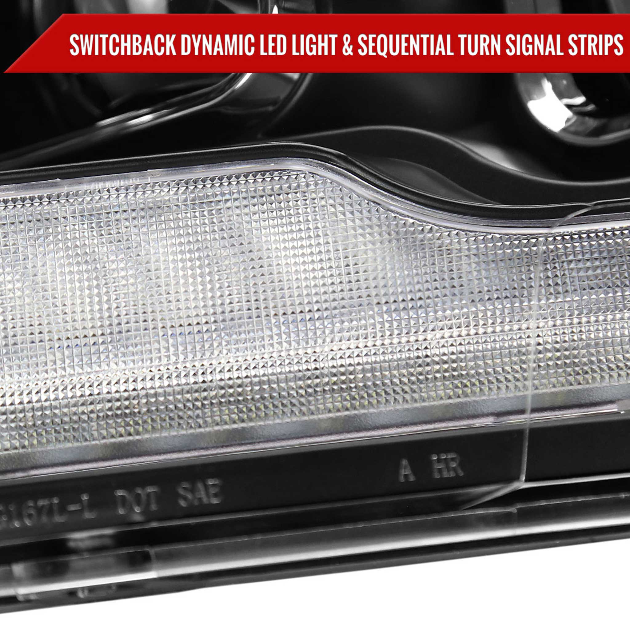 For Dodge RAM 1500 2009-18 / RAM Classic 2019-21 / 2500 3500 2010-18 Amber LED Bar Switchback Projector Headlights Matte Black Housing Clear Lens