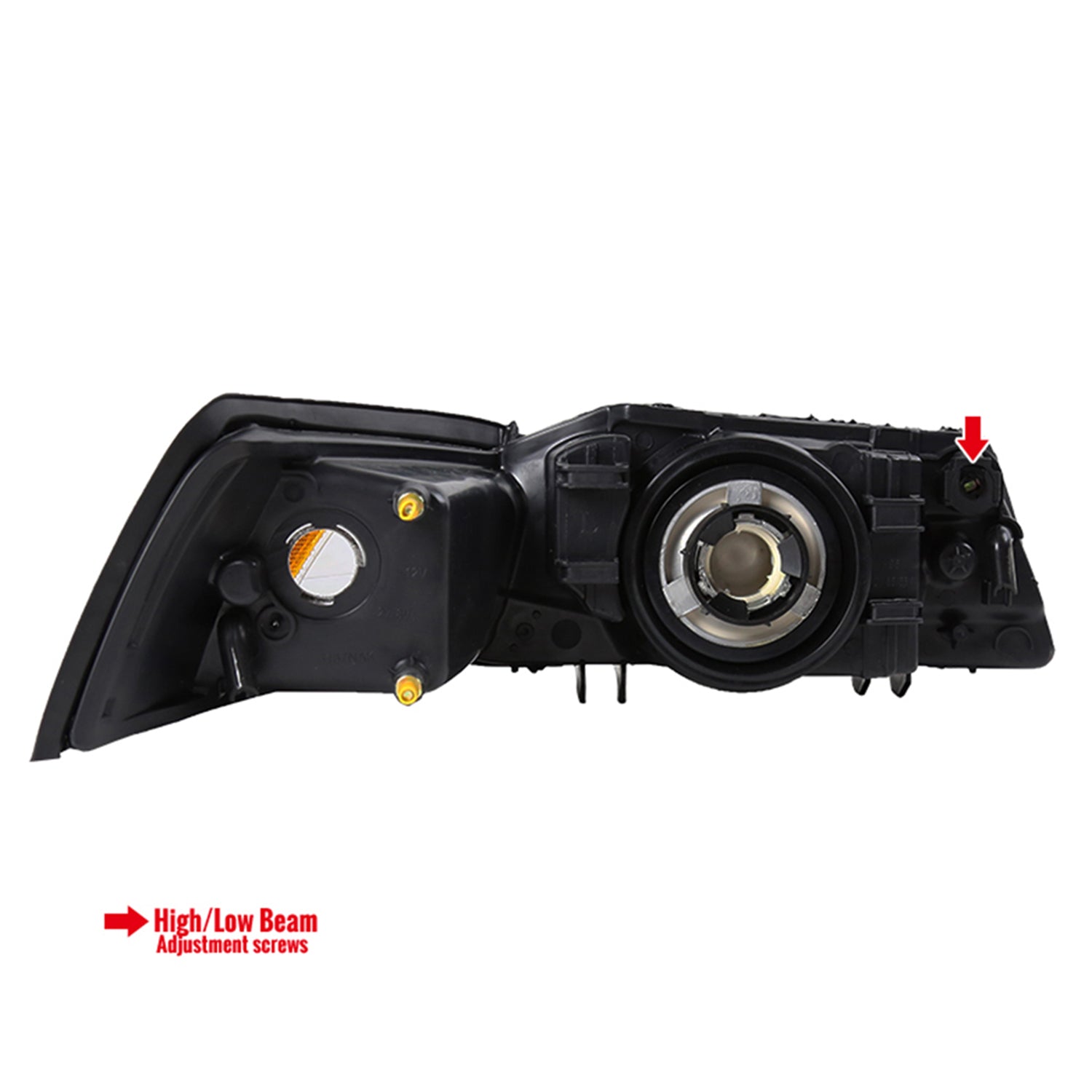 1999-2004 Ford Mustang Factory Headlights w/Amber ReflectorsMatte Black/Clear