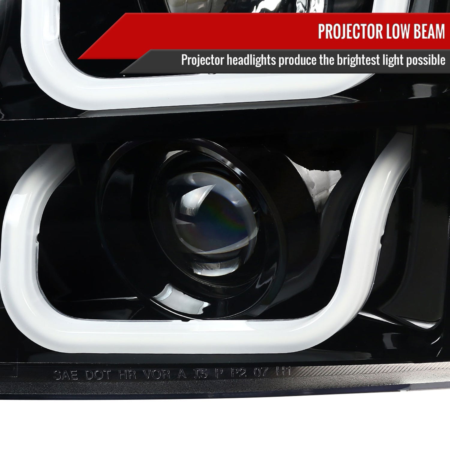2007-2014 GMC Yukon/Yukon XL 1500/2500 LED UBar Projector Headlights Jet Black