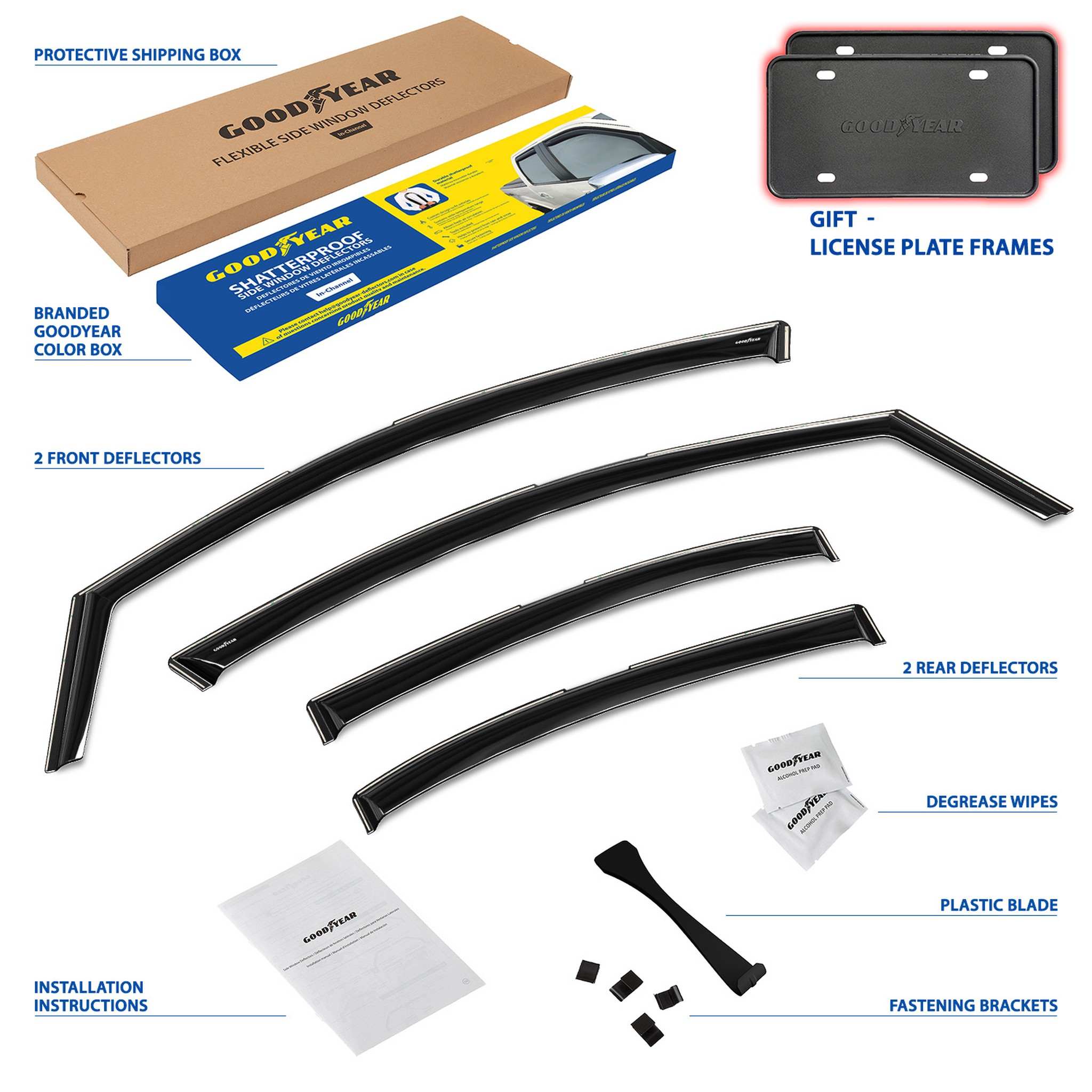 Goodyear Wind Deflectors for Subaru WRX 2022-2026 In-channel Premium Smoke 4Pcs