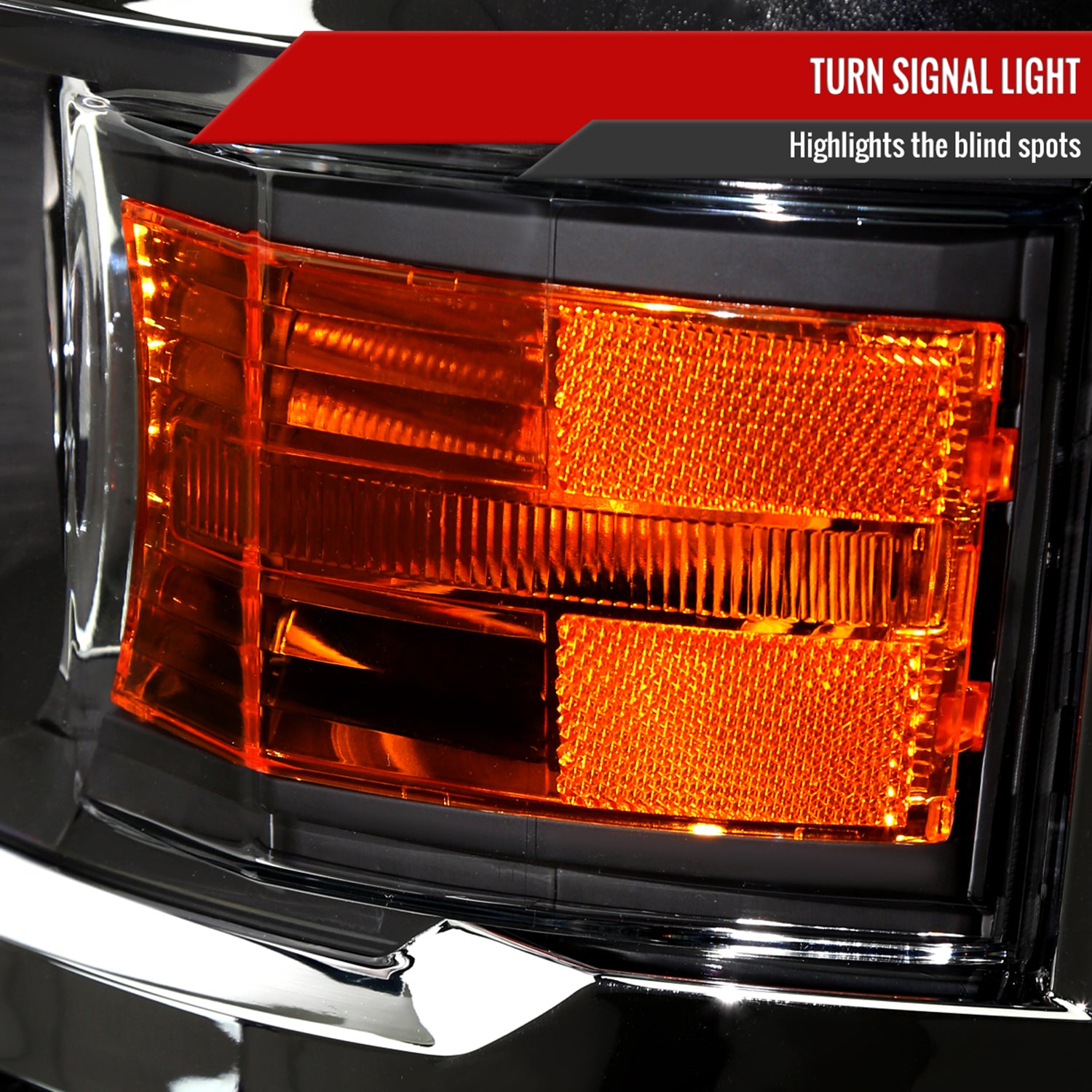 2014-2017 Chevy Silverado 1500 Projector Headlights Matt Black/Chrome Trim