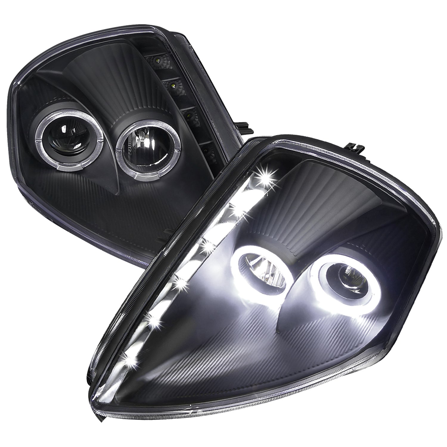 2000-2005 Mitsubishi Eclipse Dual Halo Projector Headlights LED Light Black